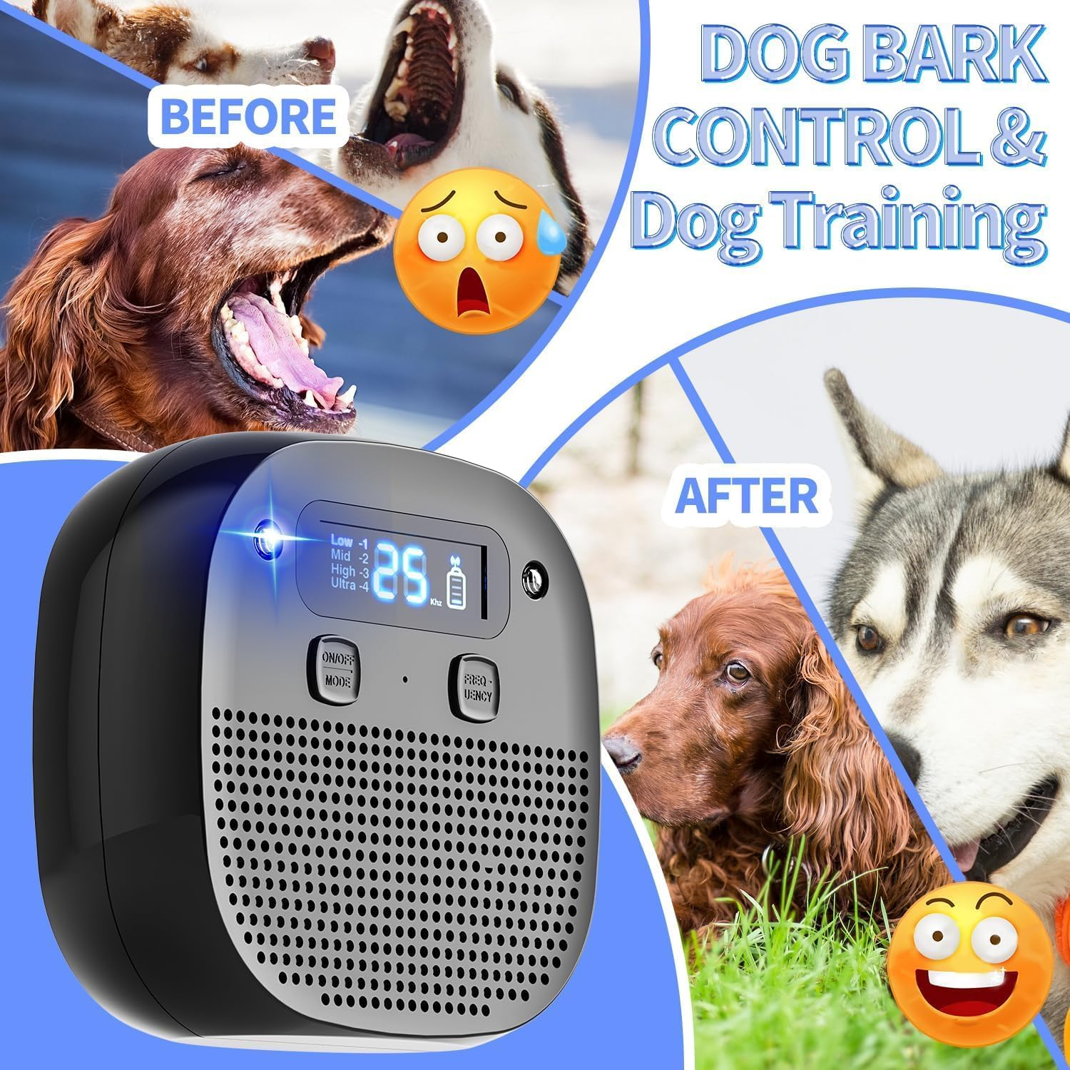 Dog Barking Device,Rechargeable Ultrasonic Dog Bark Control Device - Waterproof, 60Ft Remote, Adjustable Modes & Frequencies for Indoor & Outdoor Use