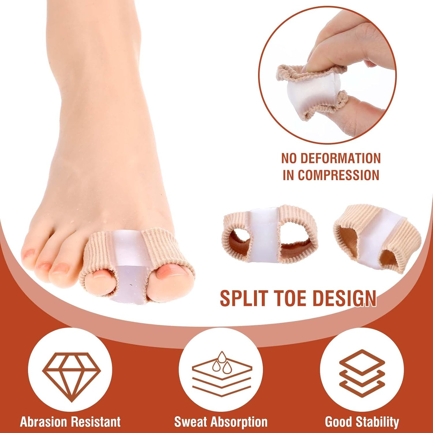 6Pcs Gel Bunion Corrector for Women Big Toe Straightener, Elastic Fabric Toe Separators Bunion Corrector for Women Overlapping Toes, Breathable Hammer Toe Spacers for Men Bunion Foot Pain Relief image number 6