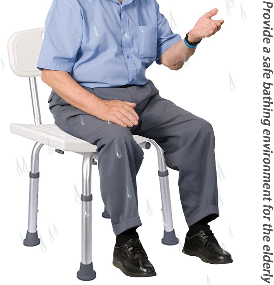 Heavy Duty Shower Seat for Elderly Alumibath, Shower Chair with Back 78-82 Cm Shower Stool with Shower Head Holder Bathroom Stool Chair Ergonomic Aid for Disabled image number 4