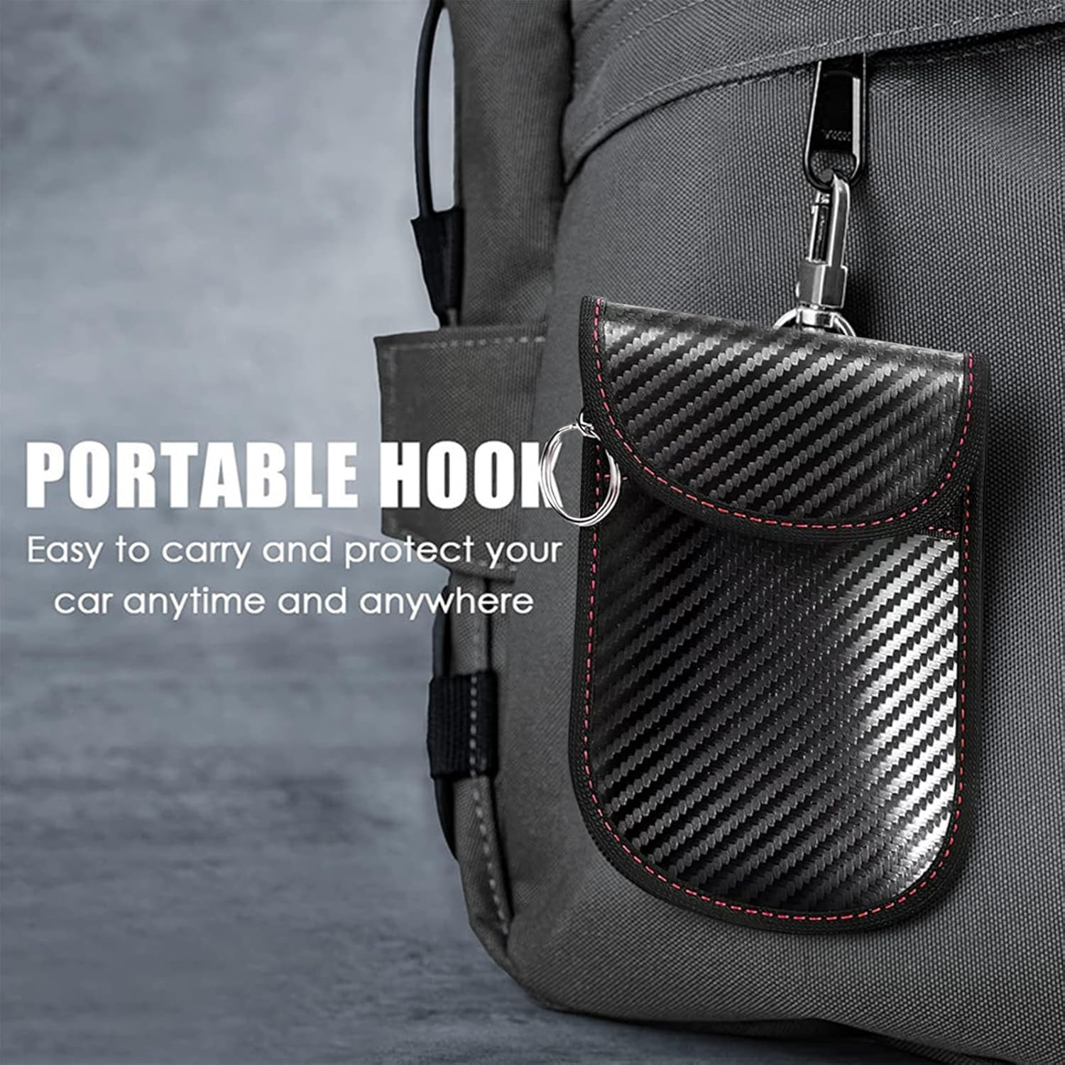 3 Pack Faraday Pouch for Car Keys - RFID Blocker Bag, Anti-Theft Signal Blocking Case, Waterproof Key Fob Protector with Hook & Keyring (Faraday Box Compatible) image number 2