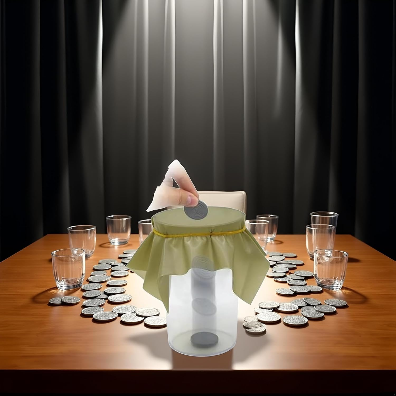 1 Pc Coin through a Sheet of Rubber Coin into Cup Comedy Magic Tricks Close up Magic Gimmick Props for Magicans Use Safety and Repeatedly Small in Size and Light in Weight,Novelty and Gag Magic image number 5