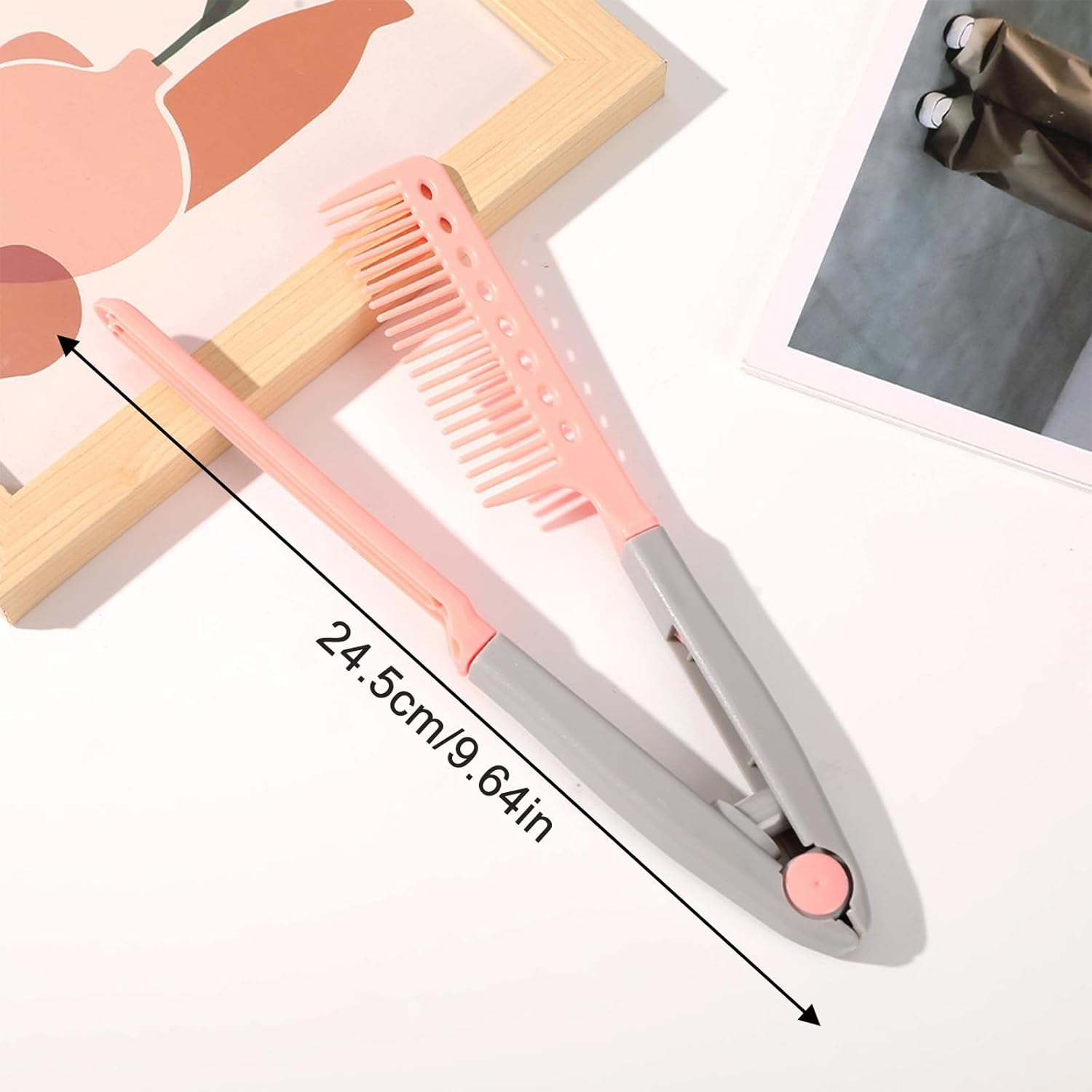 Straightening Comb for Hair, Hair Brush, Straightening Comb for Irons, V-Shaped Ironing Accessories, Styling Brush for Dating, Holiday, Commuting, Home, Travel image number 2