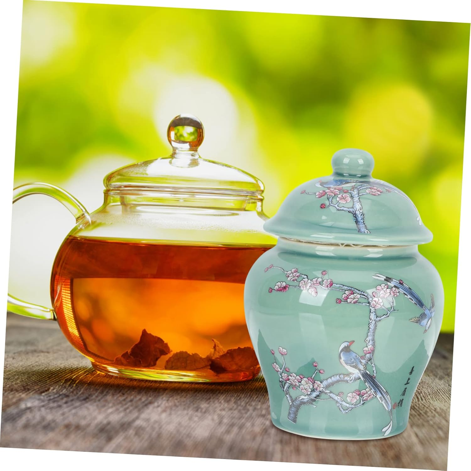 RORPOIR Ceramic Tea Canister Sealed Tea Jar Small Size Porcelain Blue and White Porcelain Storage Container Airtight Food-Grade for Home Kitchen image number 6