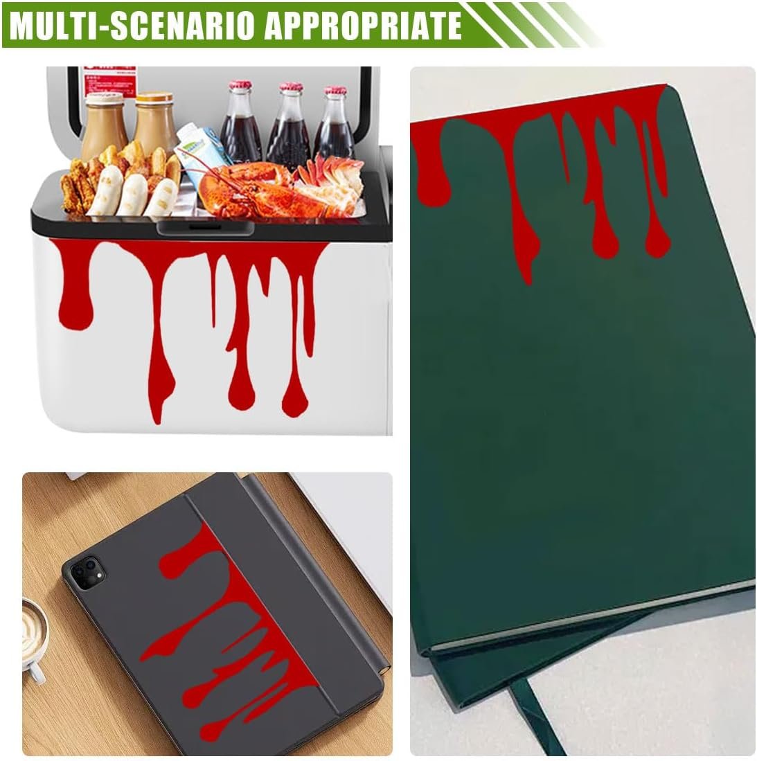 Flowing Blood Bloody Sticker Decal, Blood Dripping Car Sticker, Theme Bleeding Decals for Car Motor Tail Light Window Bumper Decoration