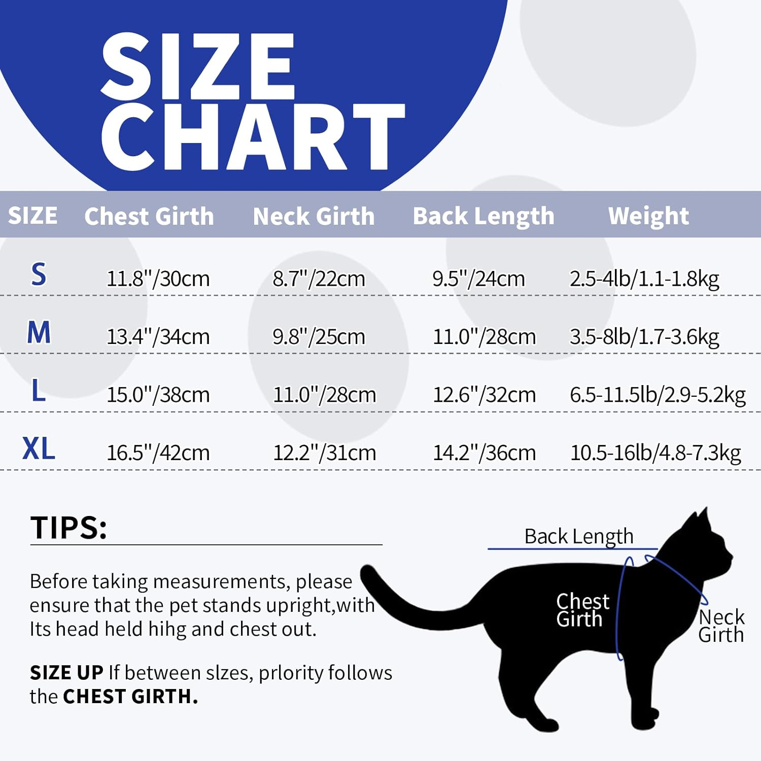 Lelepet Cat Recovery Suit for Hind Legs, Surgery Recovery Suit for Cats after Surgery, Anti-Licking E-Collar Alternative Post Surgery, Long Rear Sleeve Wound Cover Abdomen Kitten Onesie, Royalblue XL image number 2