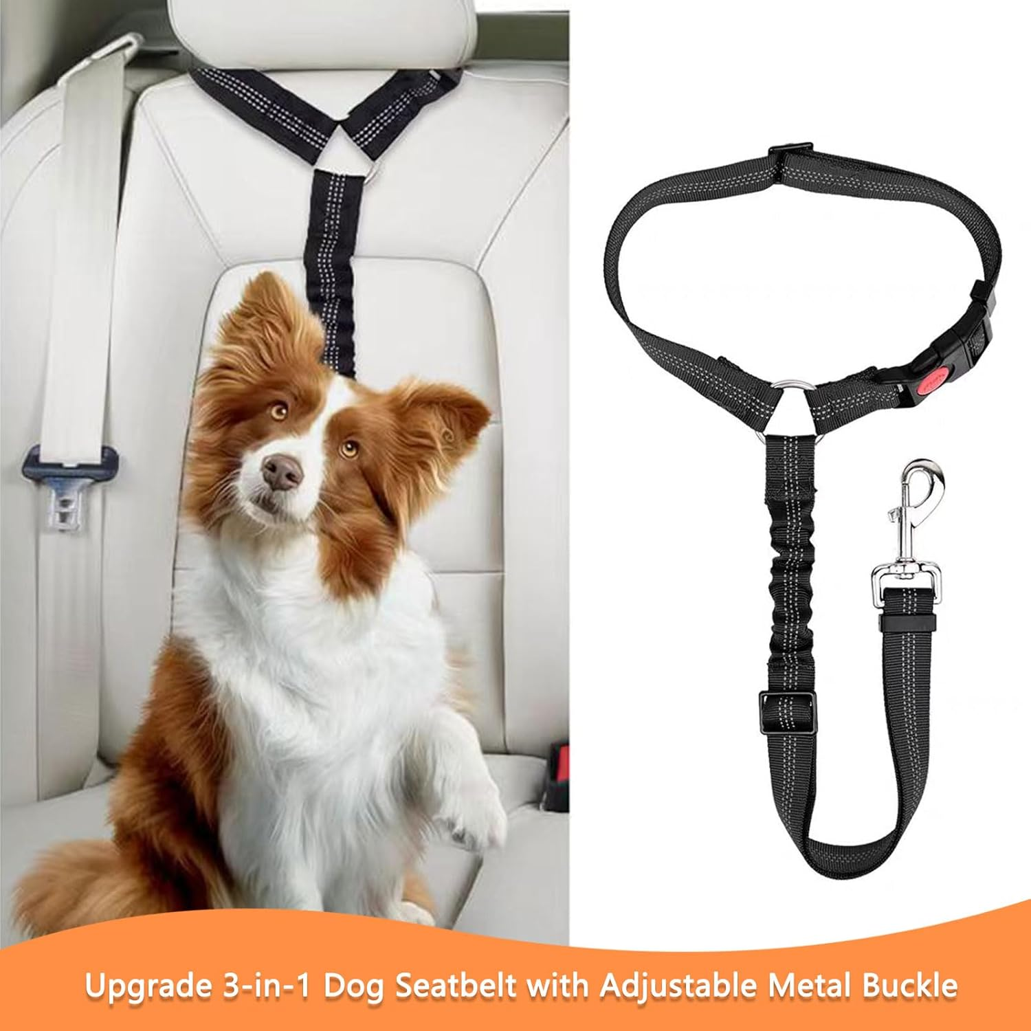2Pcs Adjustable Pet Dog Cat Car Seat Belt Safety Leash Vehicle Seatbelt Harness image number 1