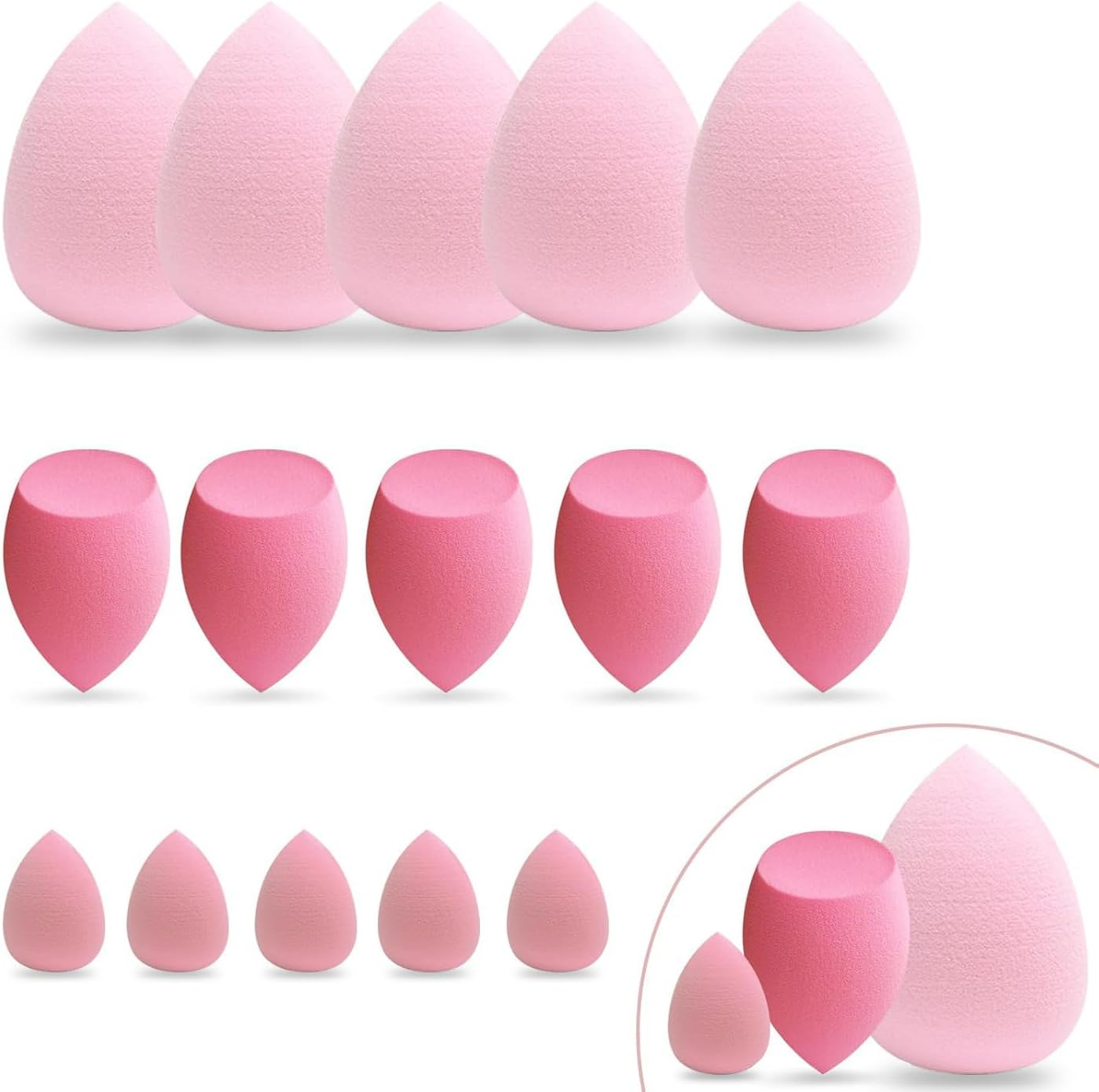 15 Pcsmakeup Sponge Blender Set: Blender Sponges 15 Pcs for Liquid, Cream and Powder, Multi-Colored Pink Make up Sponges for Foundation image number 1