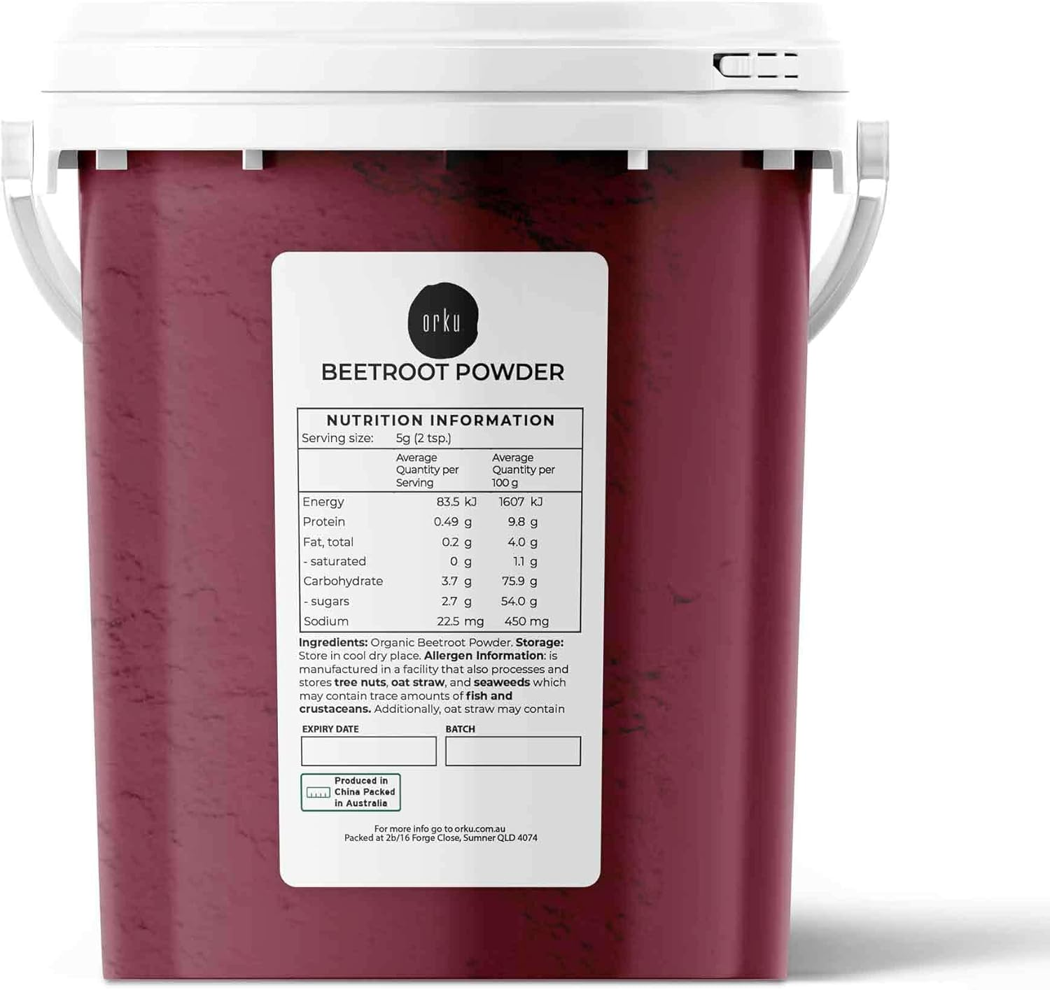 800G Organic Beetroot Powder Bucket Superfood Beet Root Supplement Beta Vulgaris image number 1