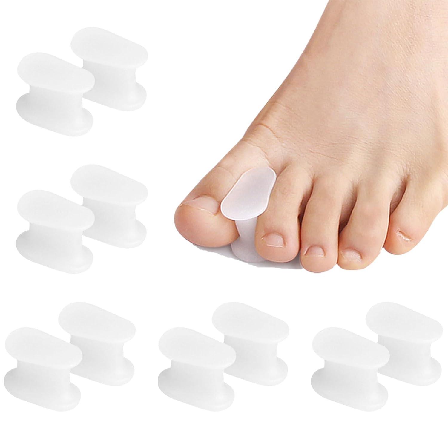Xolixorium 10 Pack Toe Spacers Separators - Premium Gel Toe Separators for Bunion Discomfort and Overlapping Toes Care Everyday Comfort Toe Spacers L Size