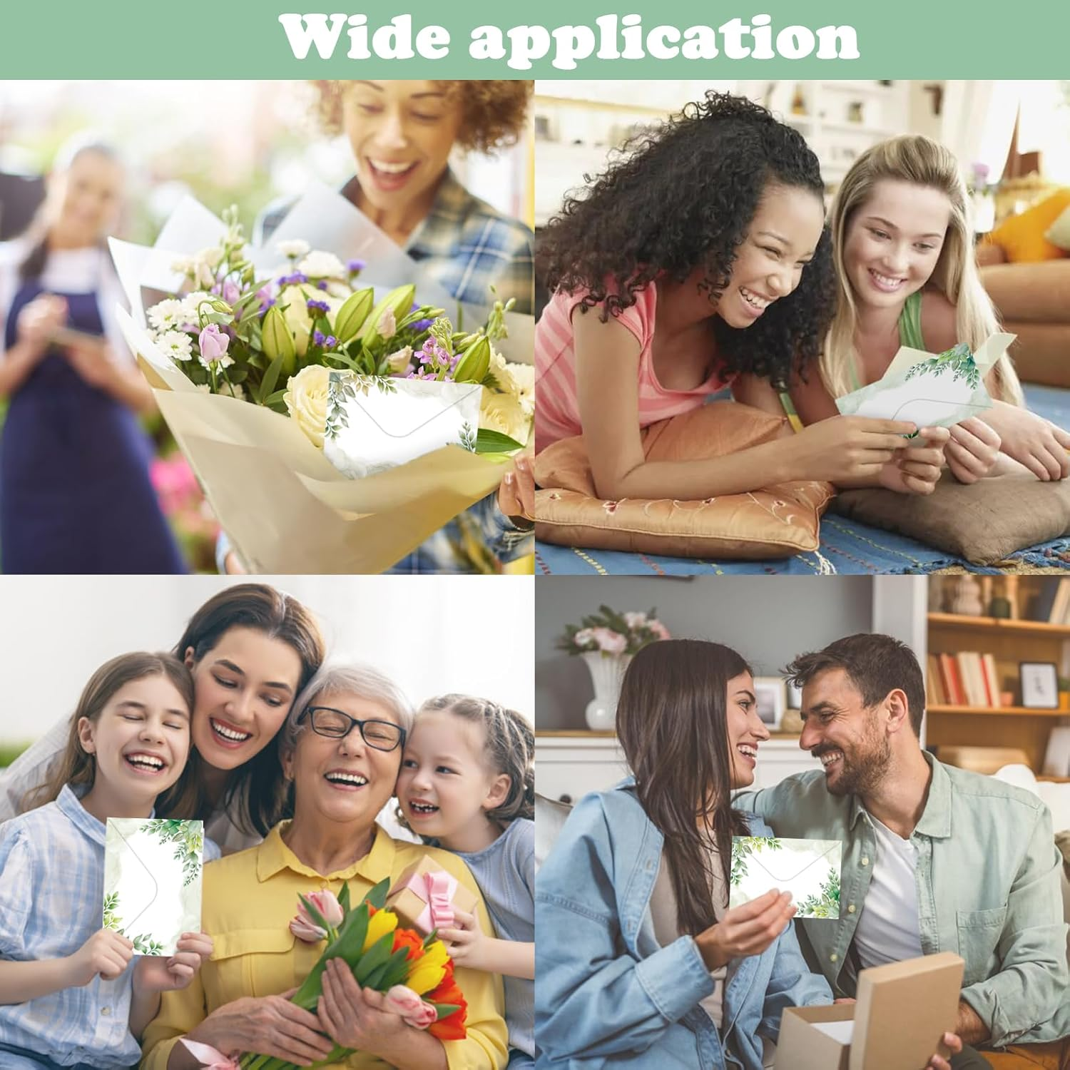 50 Sheets of Stationery with Envelopes, 10 Ddesigns of Stationery with 3 Sticker Sheets, Elegant Stationery Set for Invitation Cards, Congratulations Cards, Set D