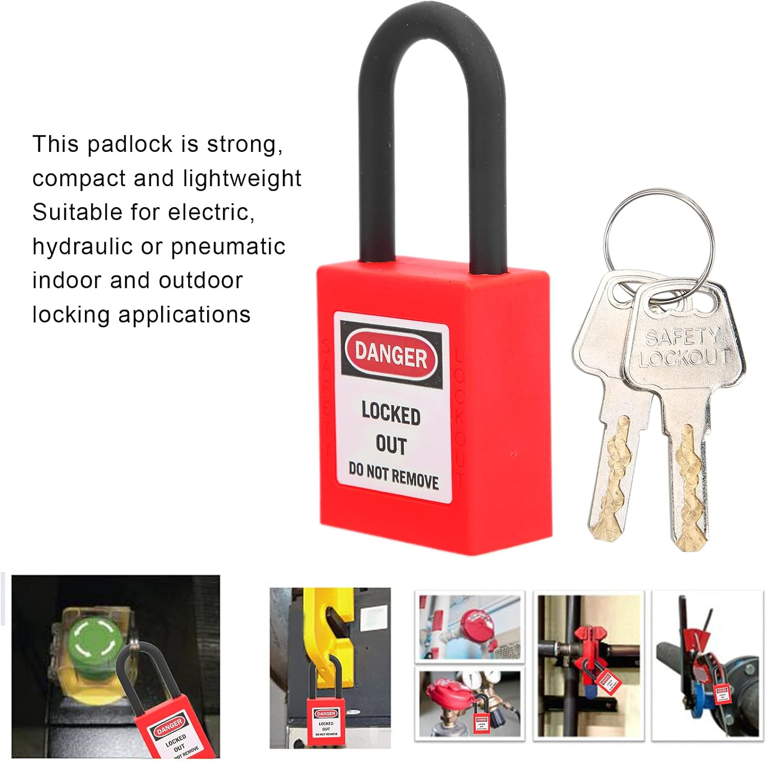 Lockout Tagout Locks, 10Pcs Safety Padlocks, Multipurpose Industrial Lock Out Tag Out Padlocks Set for Electric, Hydraulic or Pneumatic Locking Applications, Chemicals, Industrial Use(Red) image number 3