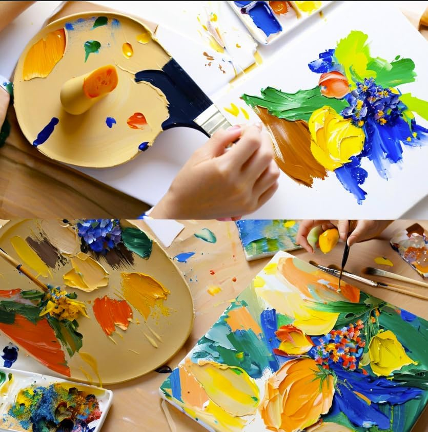 32 Pcs Paint Brushes Set for Acrylic Painting,Watercolor,Oil，Inks，Gouache，Crafts, Brush Tip with Flat，Round, Angle，Filbert,Flat, Fan, Detail Brushes，Paint Brush Set for Artists and Beginners image number 1