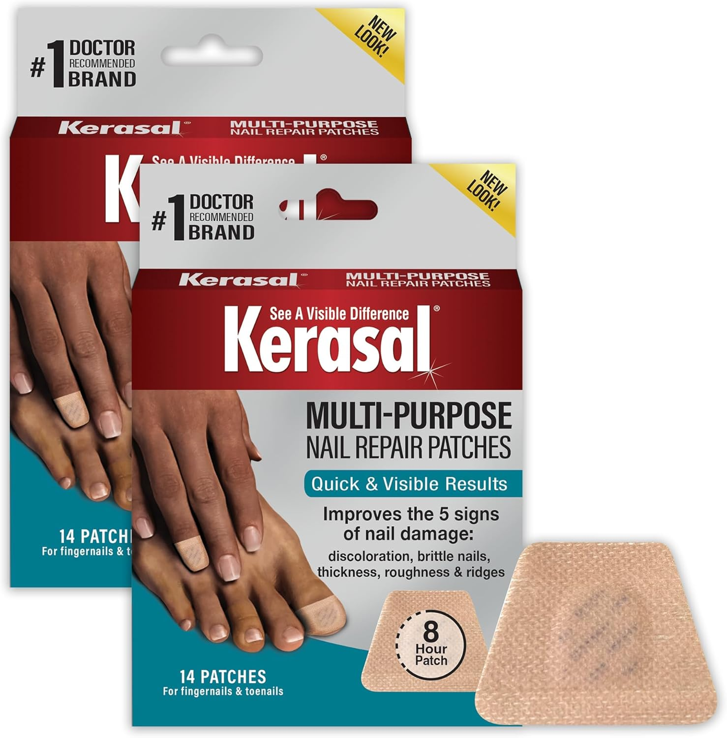 Kerasal Multi-Purpose Nail Repair Patches - 14 Count Twin Pack, Repair for Damaged Nails, 8-Hour Treatment Restores Healthy Appearance