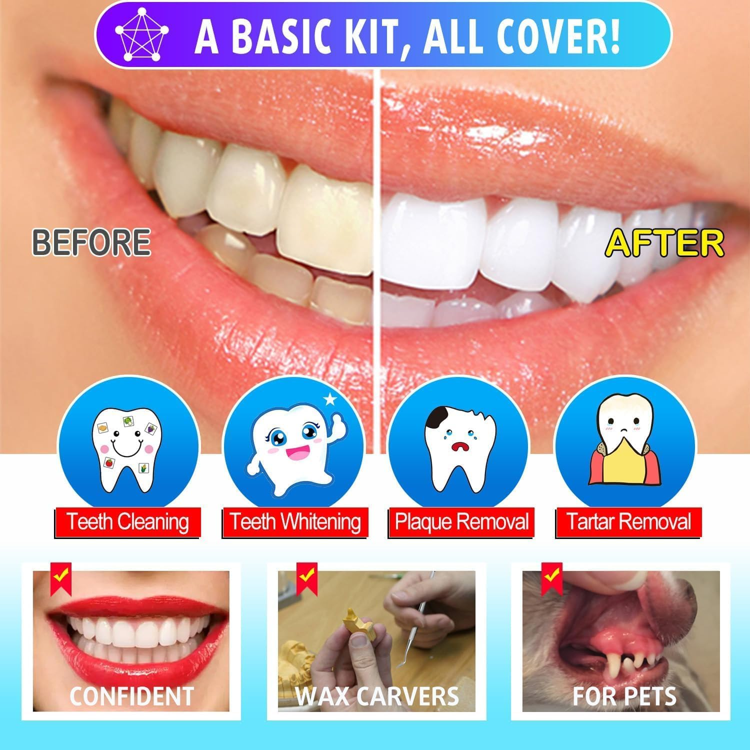 6-Piece Dental Tools, Dental Pick Teeth Cleaning Tools, Dental Hygiene Kit, Plaque Remover for Teeth, Professional Stainless Steel Tooth Scraper Plaque Tartar Cleaner - with Case image number 3