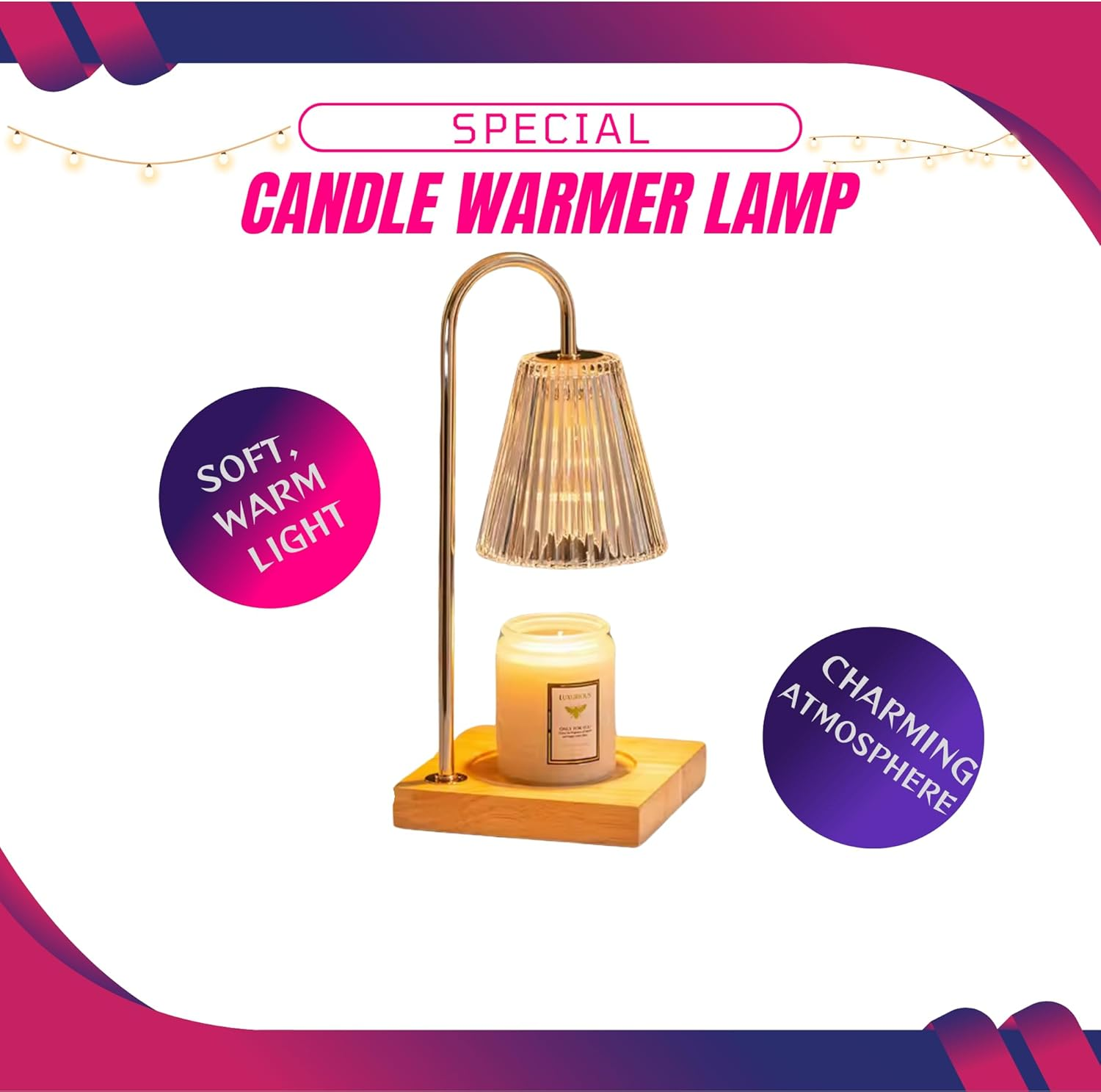 NEST FIT | Candle Light Lamp | Electric Candle Warmer Lamp for Wax Melts | Dimmable Vintage Home D&eacute;cor Light with 2 Wax Warmer Bulbs | Aesthetic Candle Warmer Lamp | Perfect Home D&eacute;cor Gift image number 6