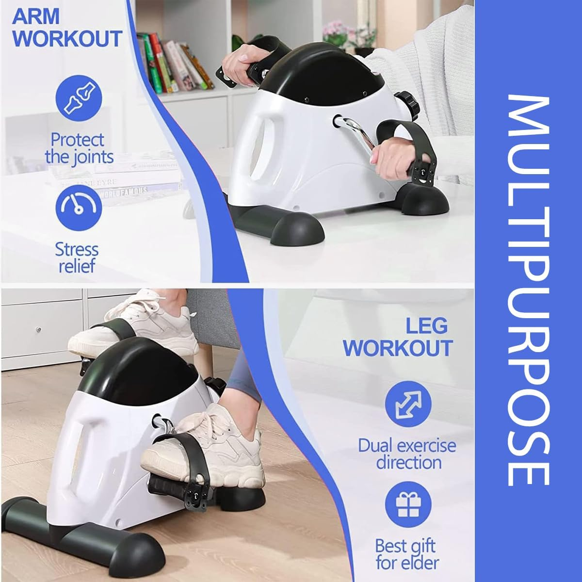 AIMALL Compact Pedal Exerciser with LCD Display - Fitness Gym Bike for Arm and Leg Exercise, Adjustable Resistance, 16.14" X 9.44" X 12.20"