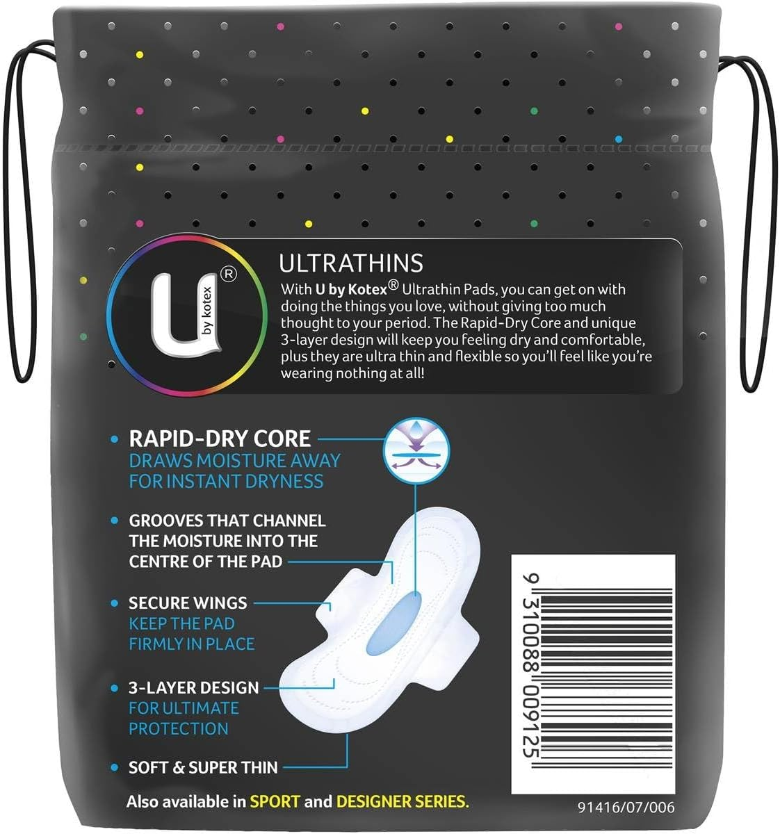 U by Kotex Standard Ultrathin Wings Regular Pads (Pack of 10) image number 5