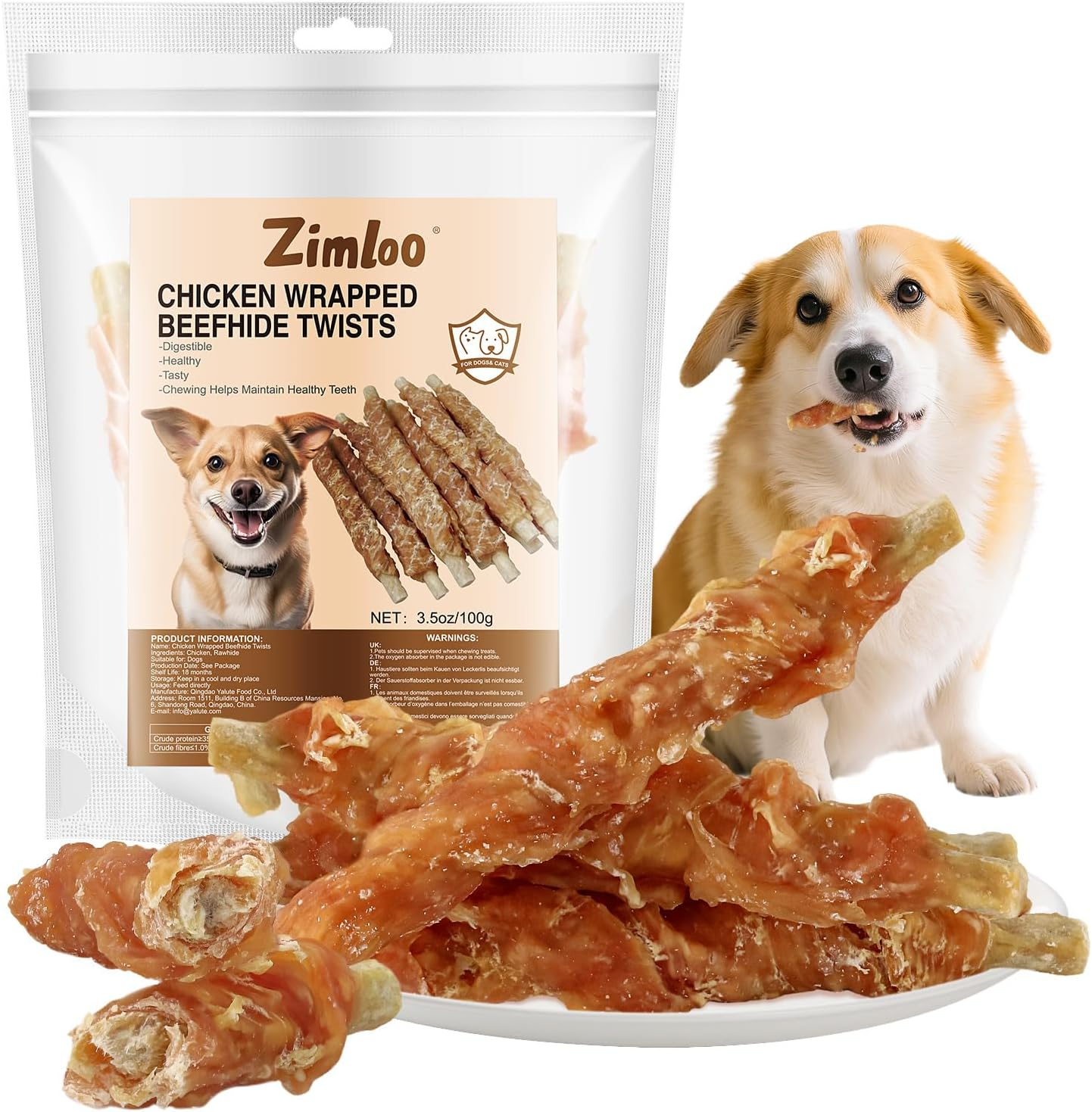 Beefhide Dog Chews Chicken Wrapped, Natural Dental Sticks for Teeth Cleaning, Long Lasting Treat for Small & Medium Dogs, 4.7 Inch image number 1