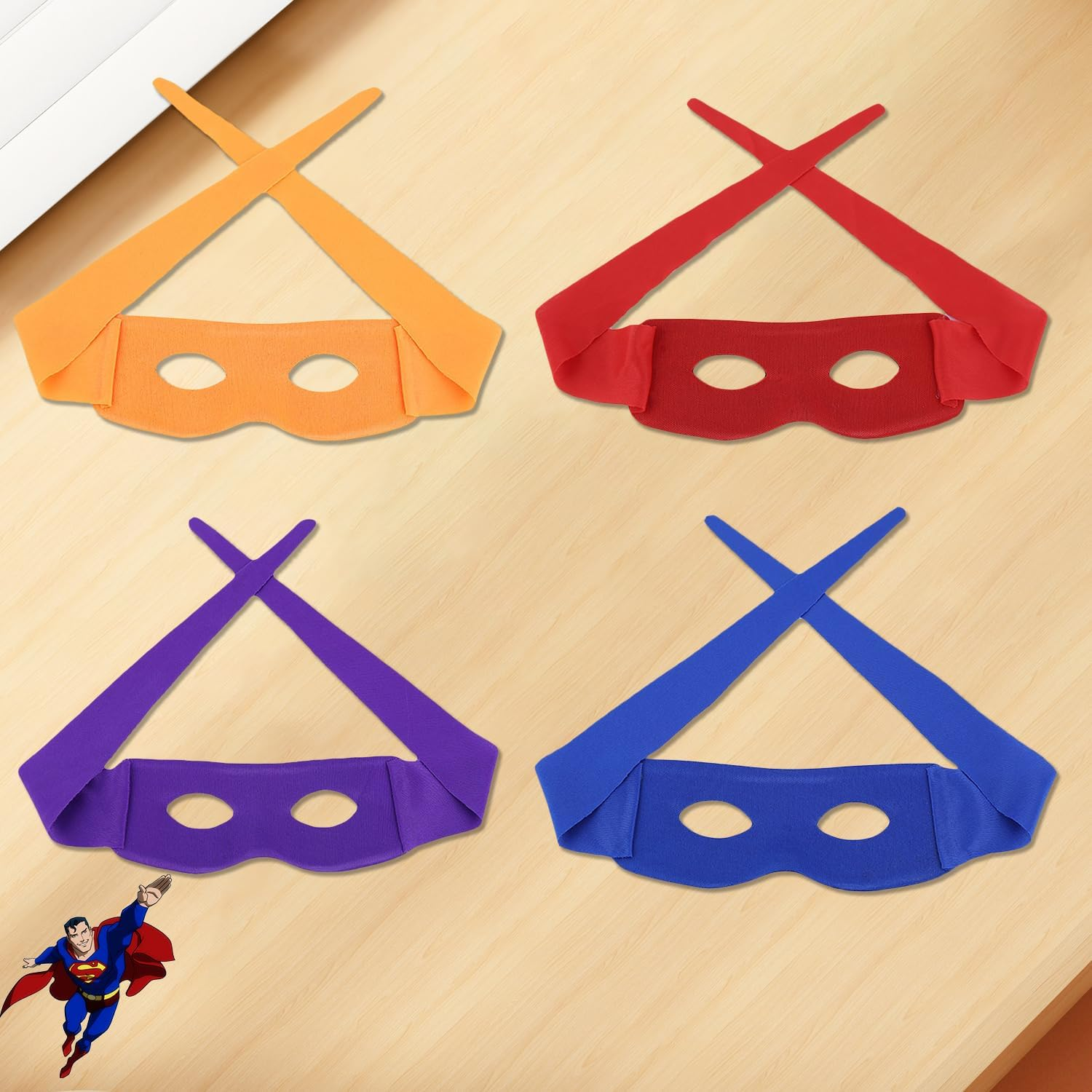 Nereds 4Pcs Ninja Style Face Mask Superhero Eye Masks Adjustable Half Masks for Halloween Party Cosplay Accessory Batman Mask image number 1