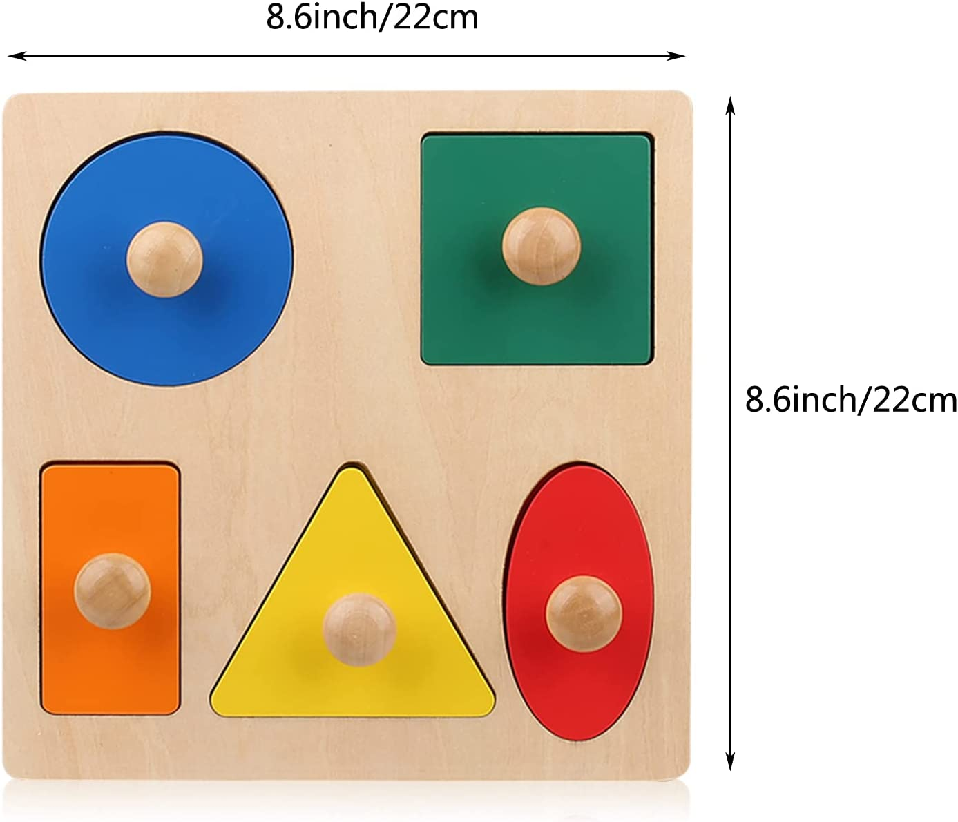 Montessori Wooden Puzzle Board Knob Wooden Puzzle Geometric Shape Puzzle Early Education Material Sensorial Toy for Toddler Shape & Color Sorter