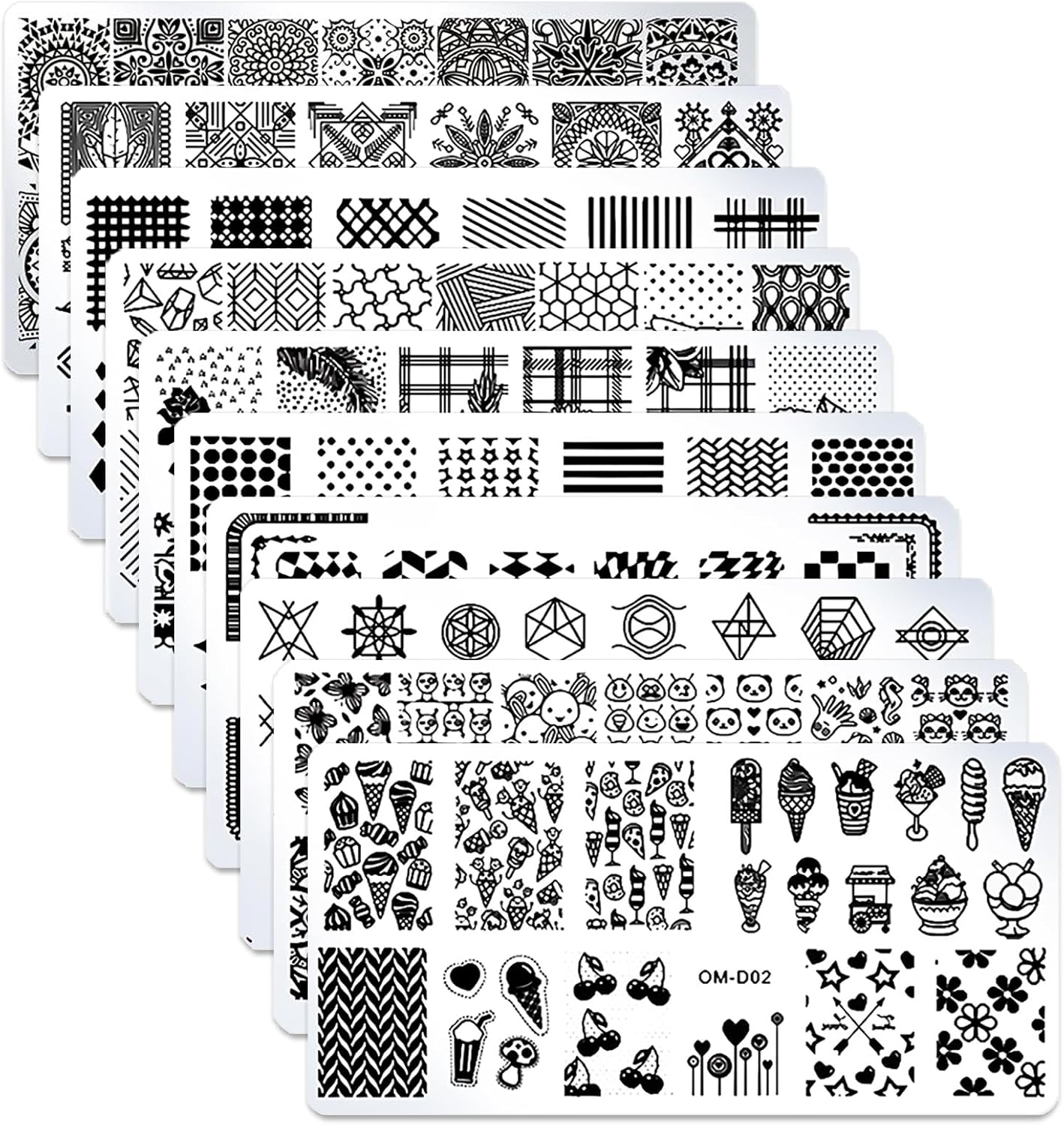 SILPECWEE 10Pcs Nail Art Plates Stamping Templates Set Geometry Design Nail Image Plate Manicure DIY Tools image number 5