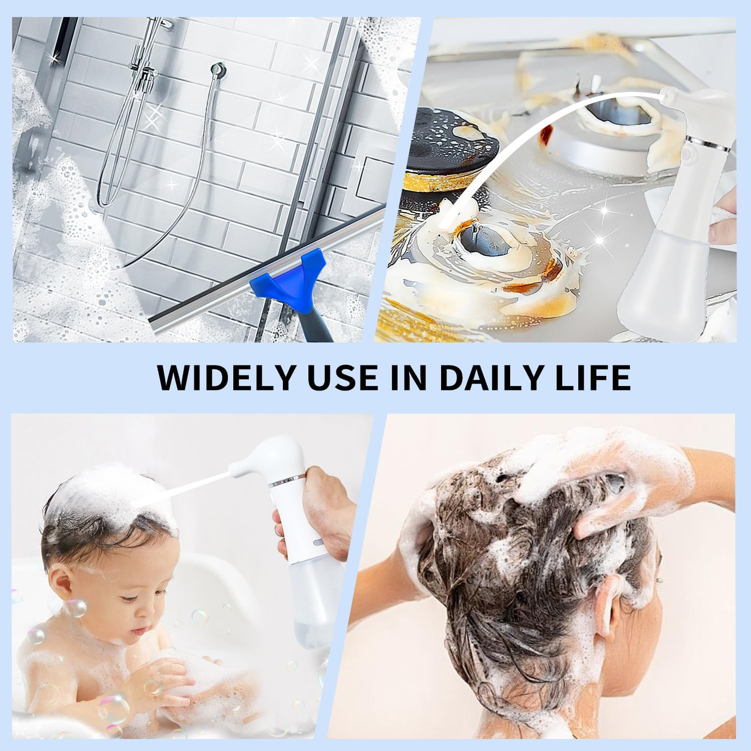 Electric Foaming Soap Dispenser,Ipx7 Dog Shampoo Sprayer,400Ml Capacity Pet Shower Bath Supplies Automatic Foaming Machine for Dog Deep Cleaning,Kitchen Dish Wash,Bathroom Floor Wash,Window Cleaning image number 4