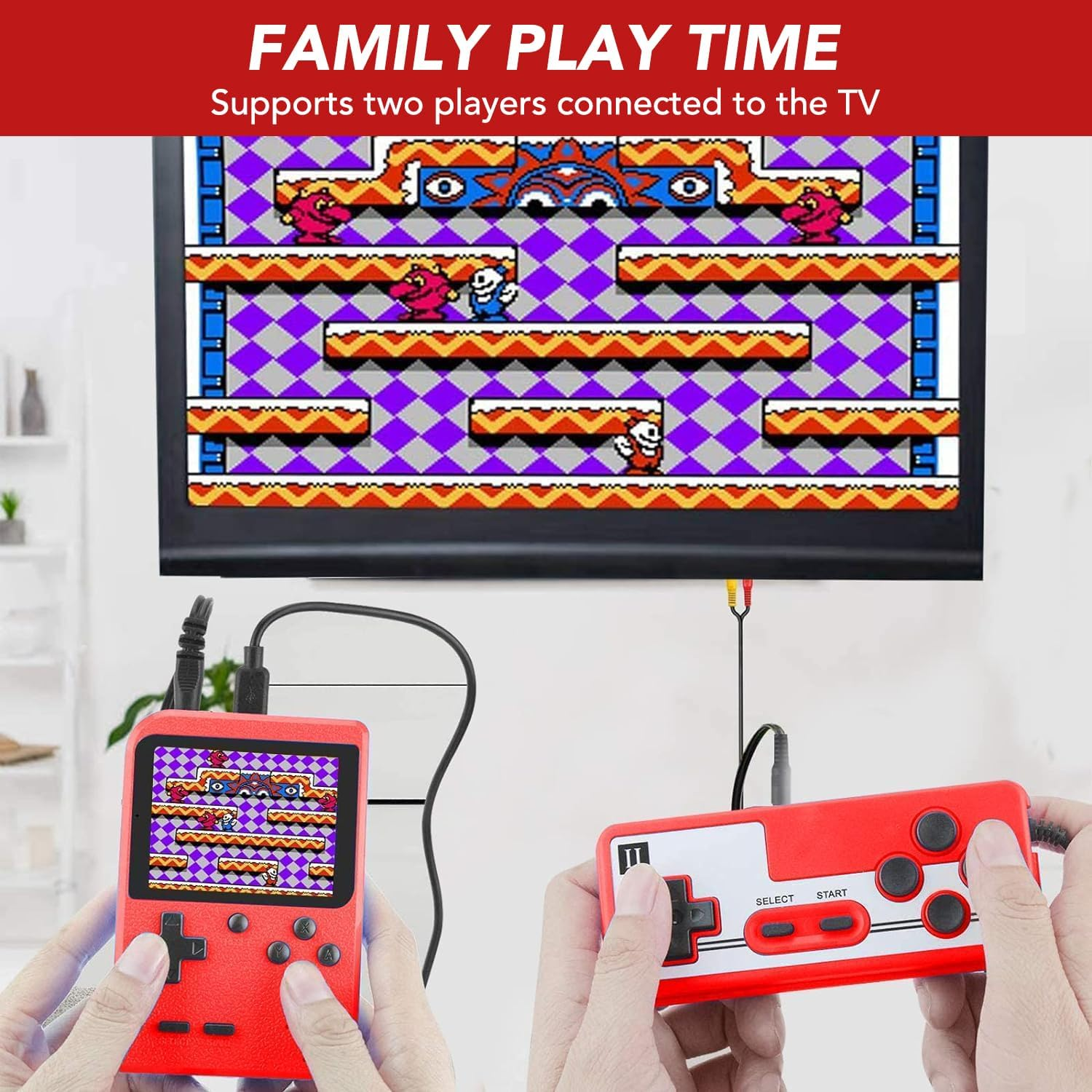 PTEROMYS Retro Handheld Game Console with 500 Classical FC Games-2.8 Inches Screen Portable Video Game Consoles (Game-Red) image number 1