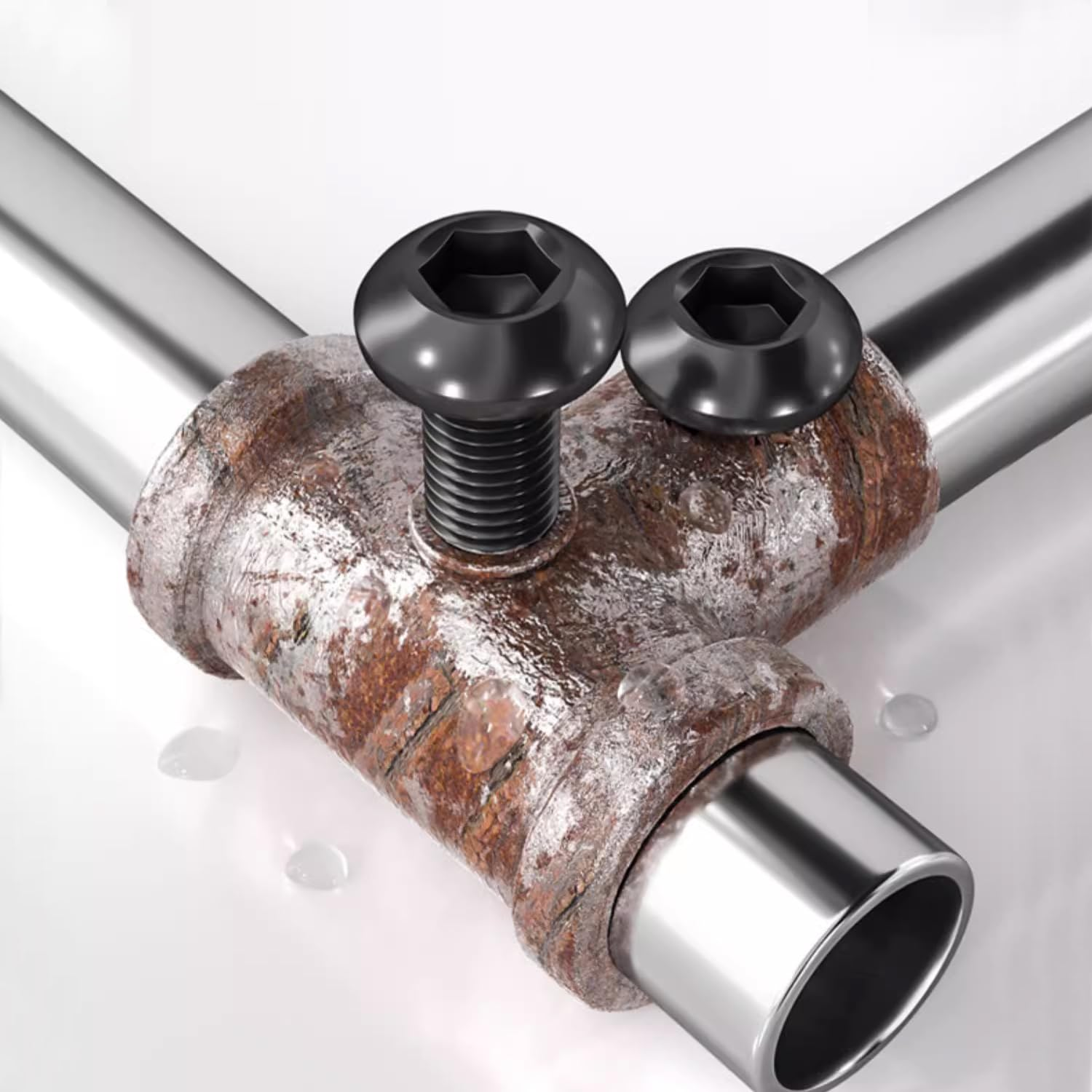 M8&times;45Mm Button Head Socket Cap Bolts Screws, Nuts, Flat Washers, 20Pcs, 304 Stainless Steel 18-8, Fully Threaded, Black Oxide, with Hex Spanner image number 2