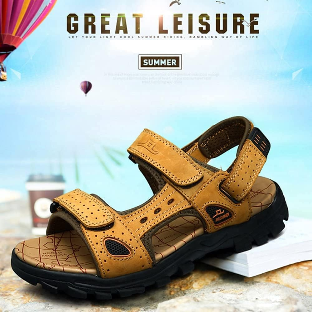Asifn Athletic Sport Sandals Slides Men Outdoor Summer Leather Fisherman Beach Casual Shoes Strap Hiking image number 2