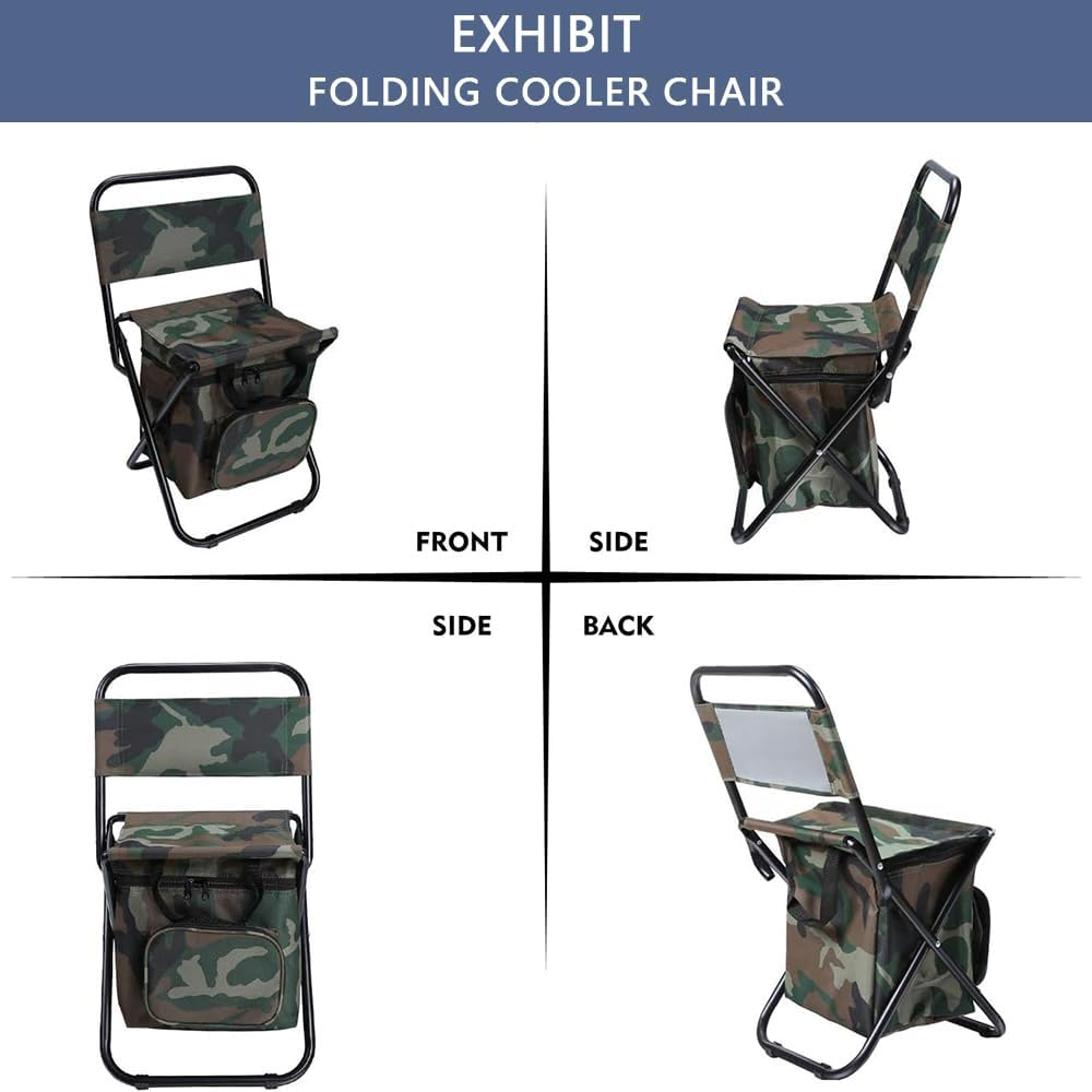Portable Folding Fishing Chair with Cooler Bag &ndash; Compact and Lightweight Camping Stool with Backrest and Storage Backpack &ndash; Small Outdoor Chair for Hiking, Fishing and Camping image number 4