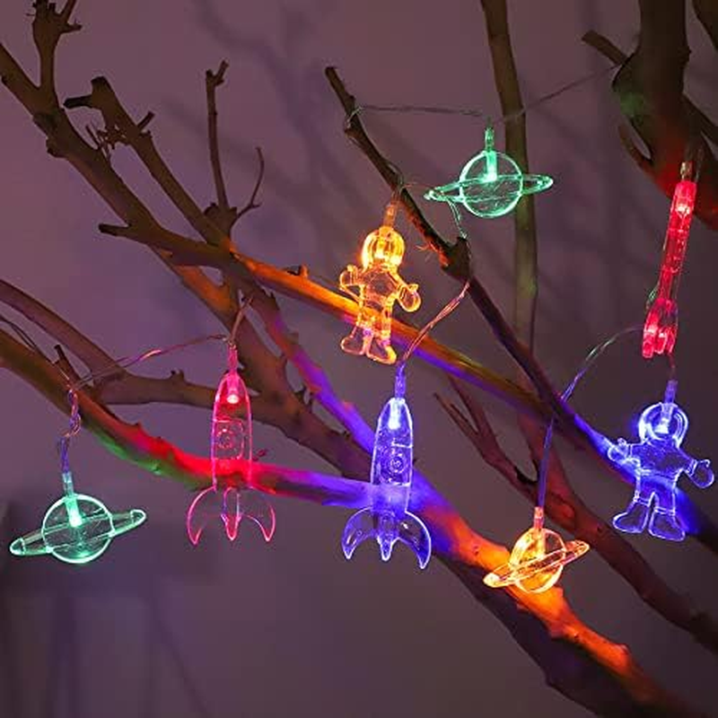 LELYOMALL Indoor Astronaut String Light, 20 LED Children'S Kids Room LED String Lights Battery Operated 3M Fairy Lights for Holiday Wall Window Tree Decorative Party Yard Garden Kids Bedroom Living Dorm image number 4