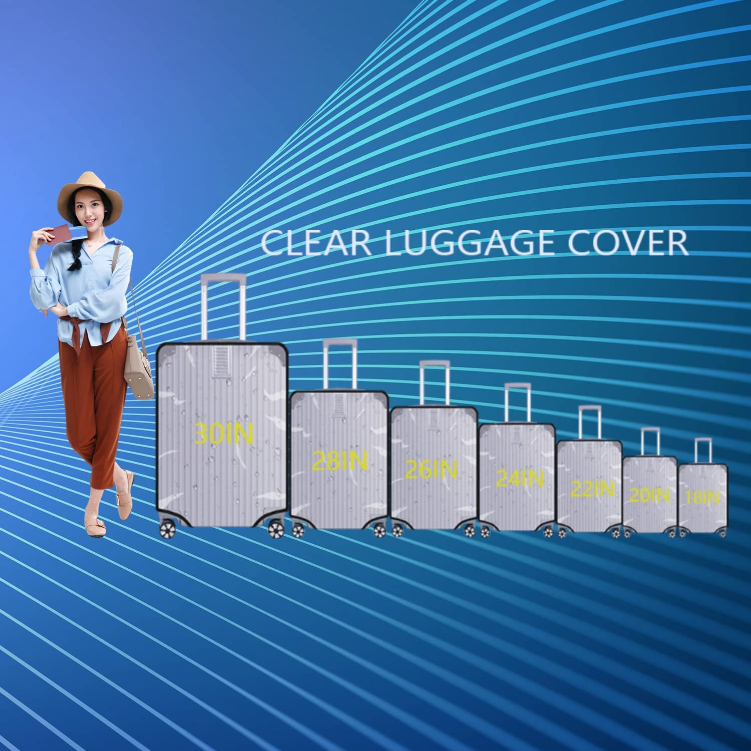 Luggage Cover Protector Bag PVC Clear Plastic Suitcase Cover Protectors Travel Luggage Sleeve Protector image number 2