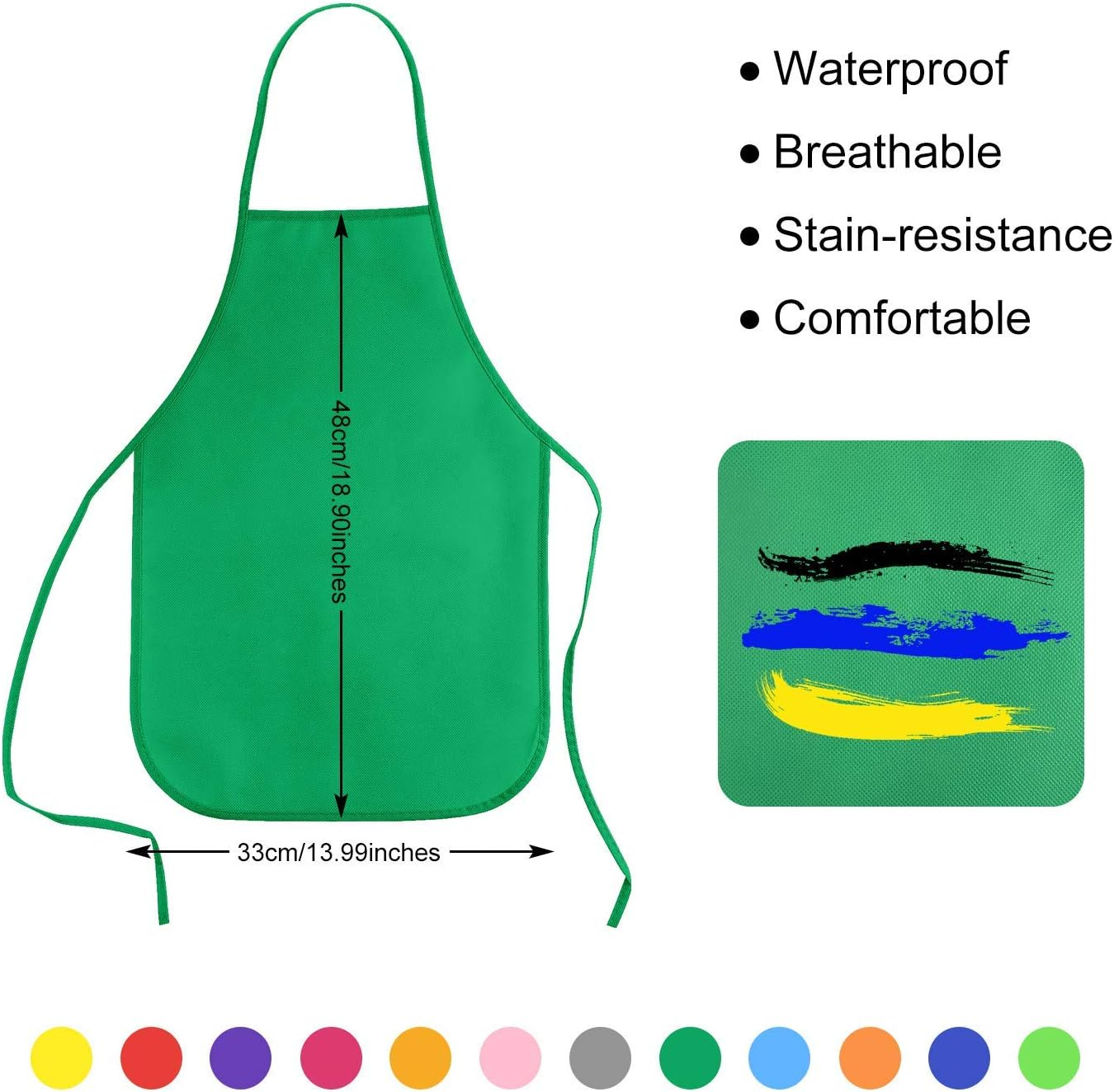 12Pcs Kids Apron Painting Aprons for Kids, Kids Paint Apron Art Smock for Art Activity Craft Home Kitchen Classroom Party Supplies image number 3