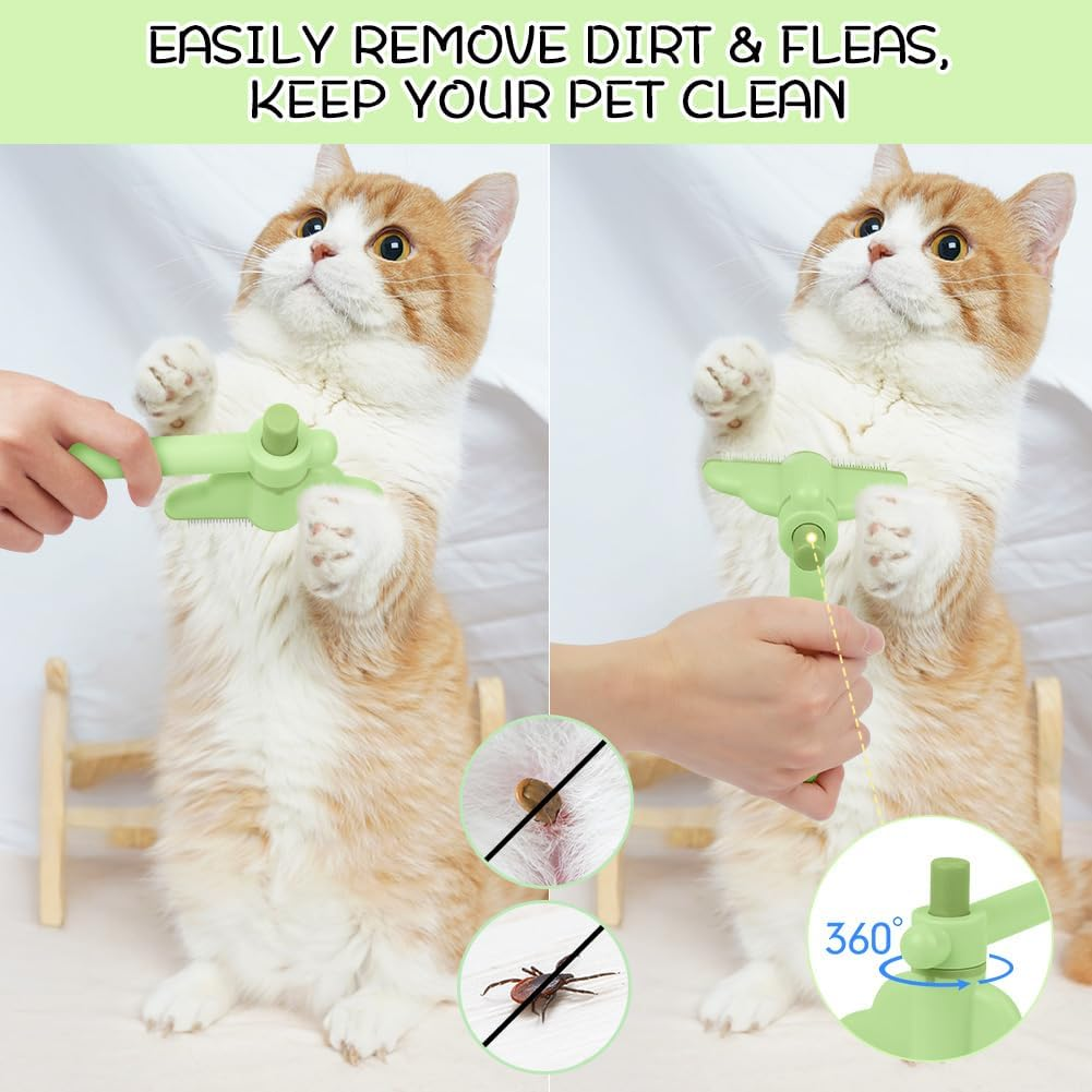 OFFCUP Fellblitz Brush for Cat, Self-Cleaning Cat Comb with Rotating Comb Head and Release Button, Cat Brush, Flea Comb, Cat Dog Comb, Pet Brush for Pet Beauty Care image number 3