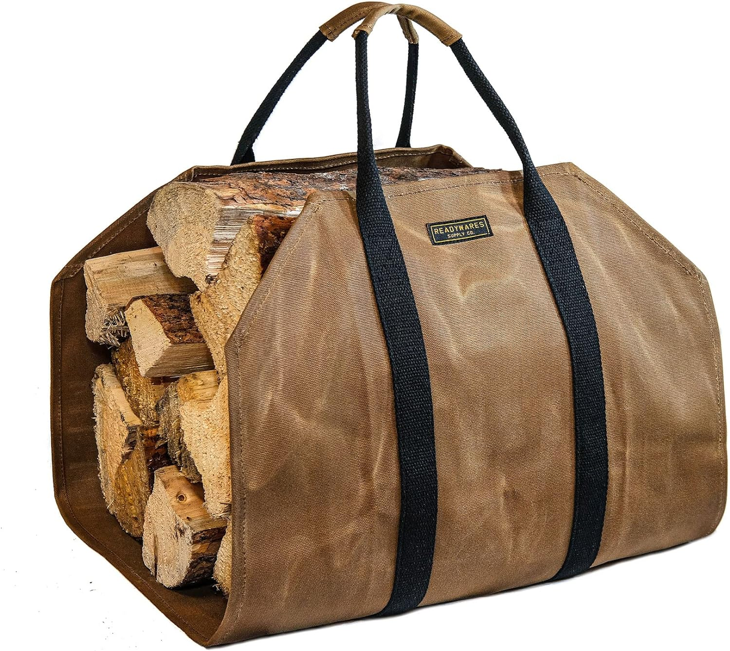 Readywares Waxed Canvas Firewood Carrier, Heavy Dity Firewood Log Carrier, Classic Durable Design