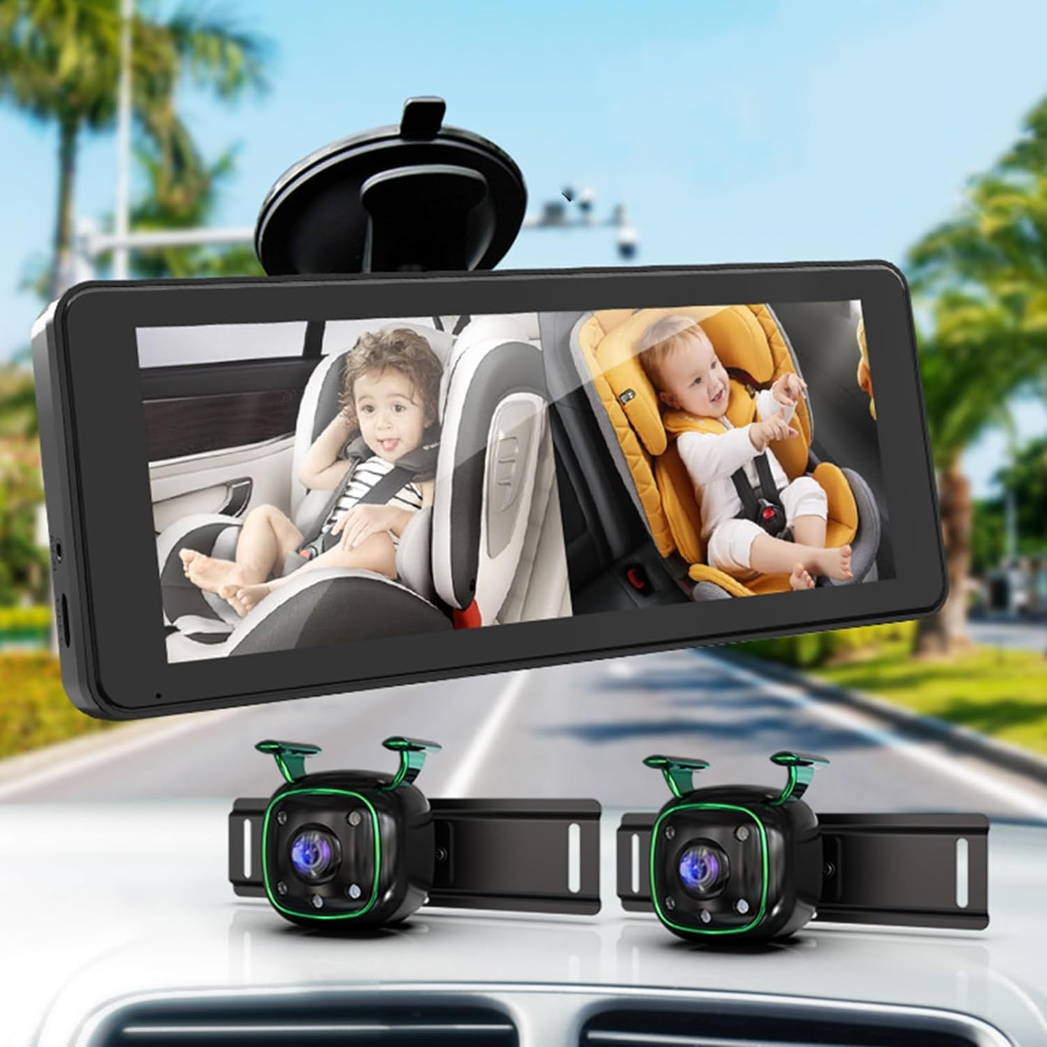 Baby Car Camera Dual Channel 7 Inch Display - 2 IR Night Vision 080P Clear Car Baby Camera, Backseat Camera for Kids Infants, USB Powered image number 6
