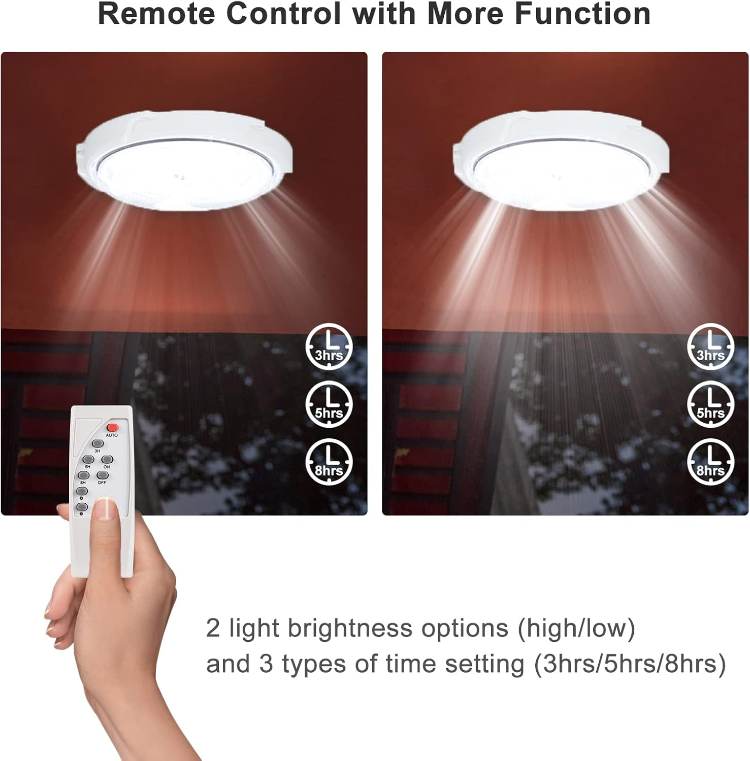 BERZO 45W Solar Lights Indoor&Outdoor Home Solar Shed Lamp 50 LED with Dimmable Remote Control Solar LED Pendant/Ceiling for Yard Barn Garage Garden image number 2