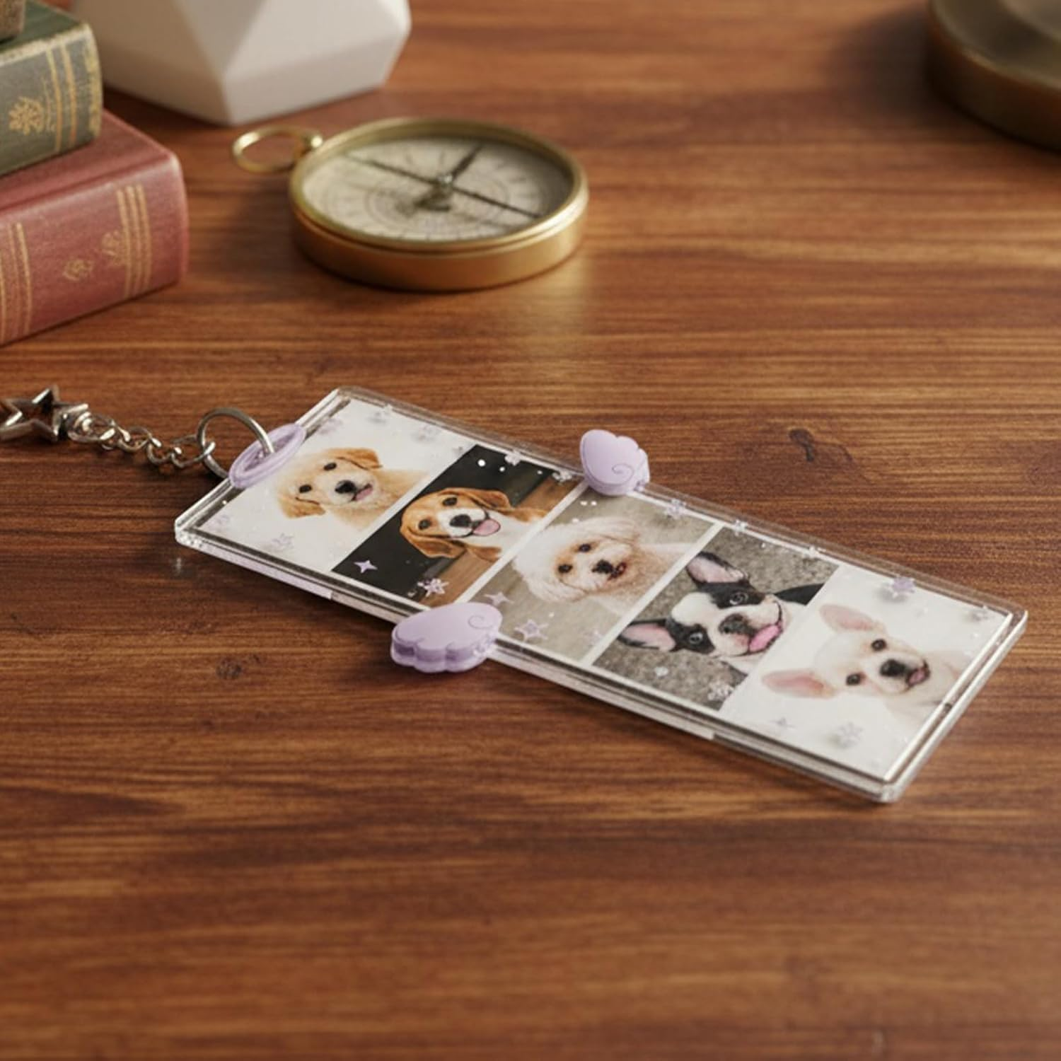 Keychain Photo Frame,6X3Inch Clear Cartoon Wing Clip - Detachable Clear Keychain Photo Holder,For Women Men Kids Friends Bag Purse Wallet Pocket Birthday Holiday Party Favors image number 1