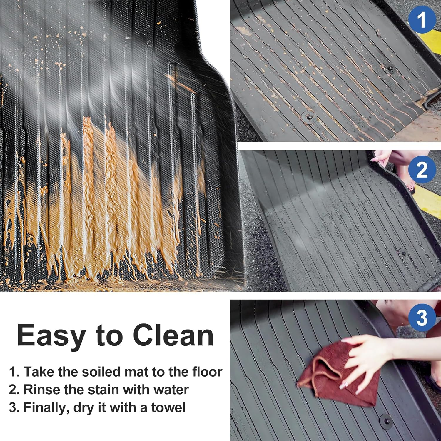 Floor Mats Compatible with 2025 2026 Tesla Model Y Juniper 5 Seater TPE All Weather Floor Liners Accessories, 1St & 2Nd Rows Car Mats Interior Black image number 2