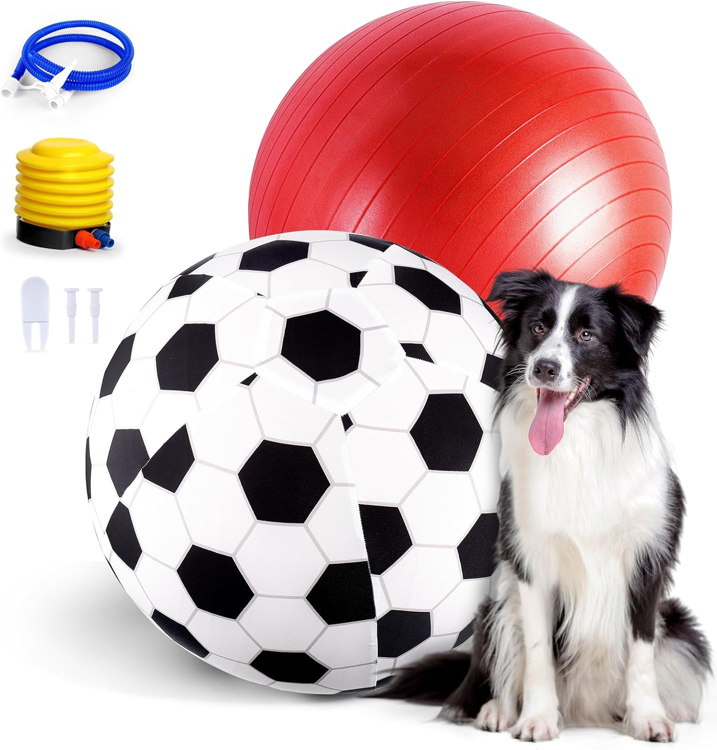 Juome Herding Ball for Dogs and Horses, 20" Large Dog Toy with Cover and Hand Pump for Play