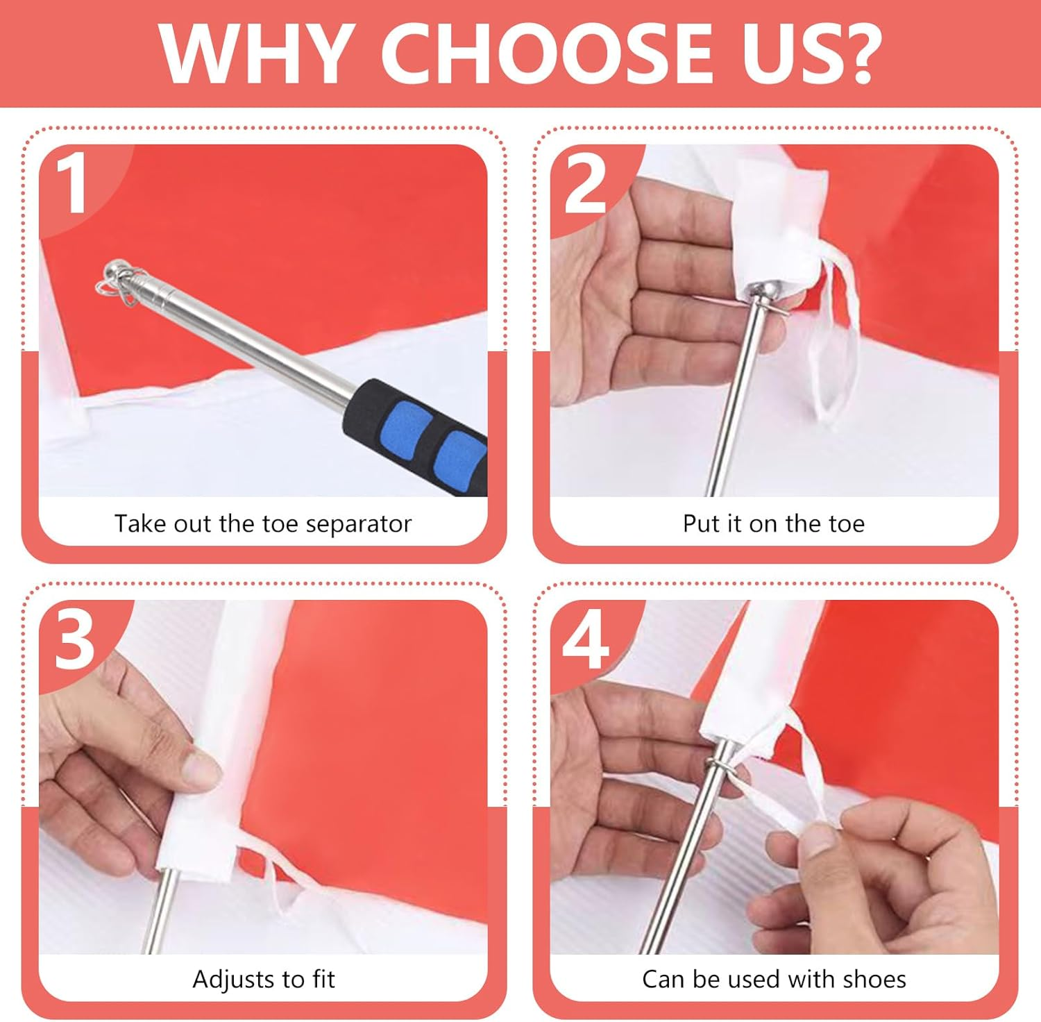 2Pcs 2M Handheld Telescoping Flag Pole with Clips, Portable Stainless Steel Flagpole Extendable Telescopic Flag Poles for Tour Guide Horse Training Festival, 2M image number 3