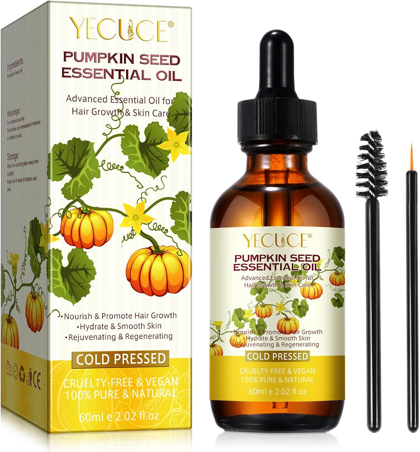 Organic Pumpkin Seed Oil for Hair Growth 2Fl Oz, 100% Natural Cold Pressed Organic Pumpkin Oil, Moisturizing Scalp, Smooth Dry Hair, for All Hair Types image number 4
