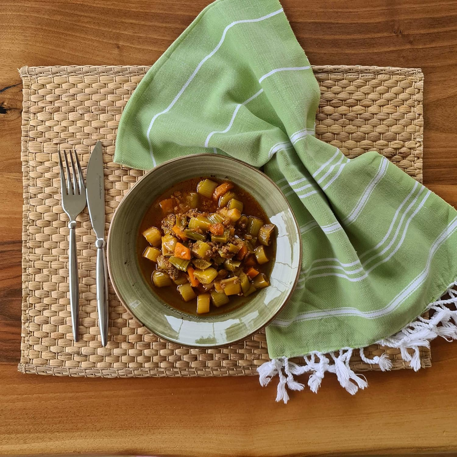 Cacala Turkish Hand Towels with Hanging Loop (23 X 36) Set of 4-100% Cotton Kitchen Towel Quick Dry Prewashed for Soft Feel Decorative Towels for Gym, Yoga, Bath and Kitchen - Olive Green - Dark Purple image number 3