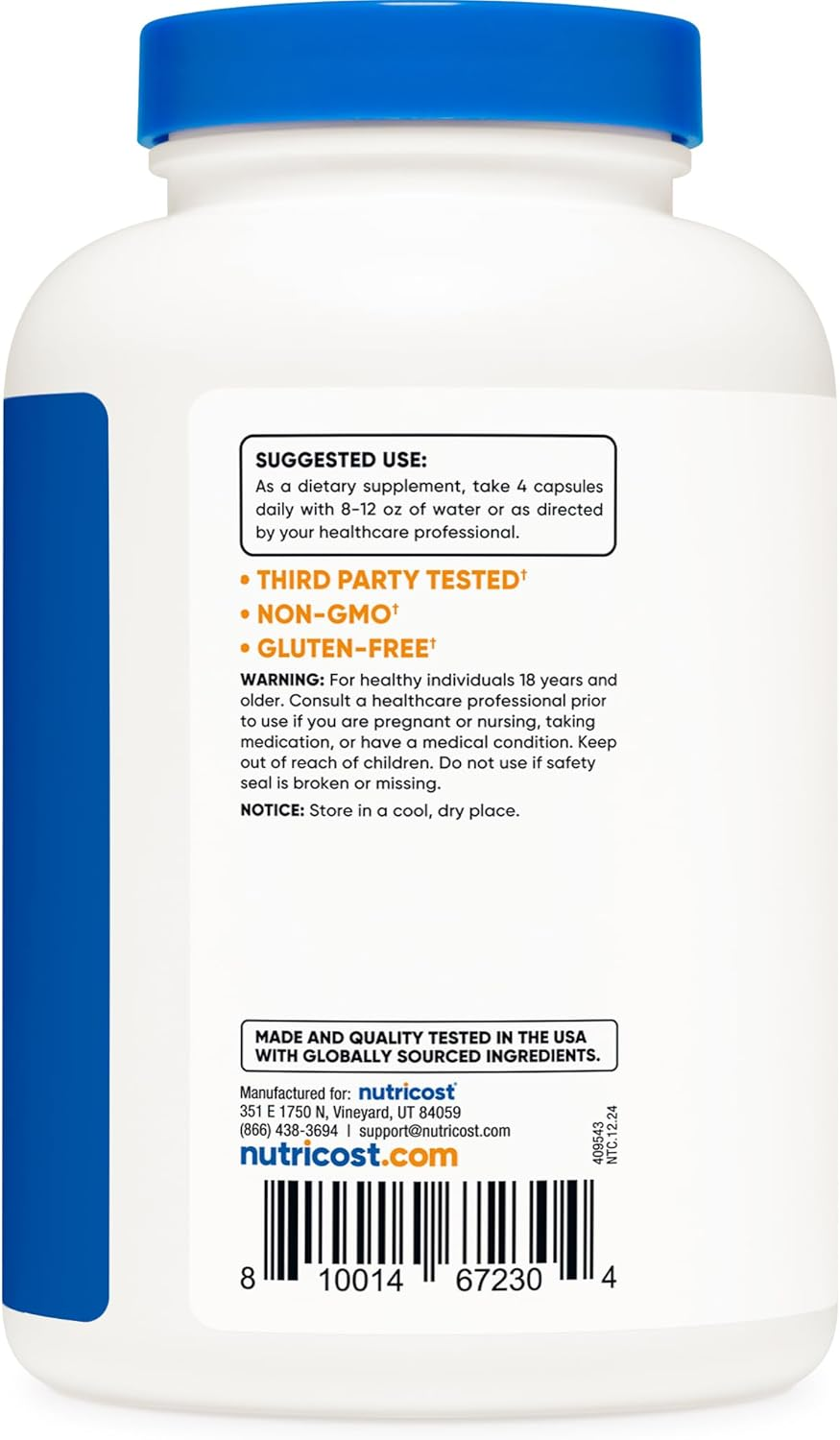 Nutricost Grass Fed Desiccated Beef Liver Capsules 3000Mg (750Mg per Cap) - No Hormones, Non-Gmo, Gluten Free, Pasture-Raised, Free Range Beef (240 Count (Pack of 1)) image number 3