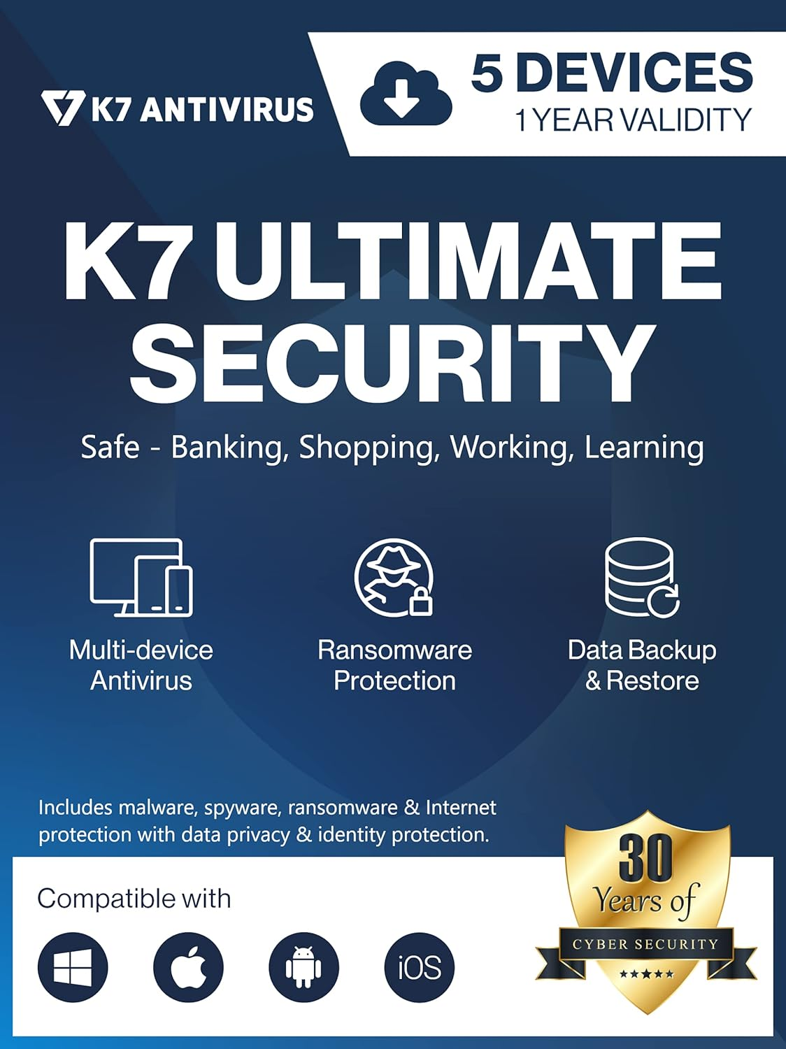 K7 Ultimate Security Antivirus Software 2025 |5 Devices, 1 Year|Threat Protection,Internet Security,Data Backup,Mobile Protection| Laptop,Pc, Mac&reg;,Phones,Tablets|-No CD image number 5