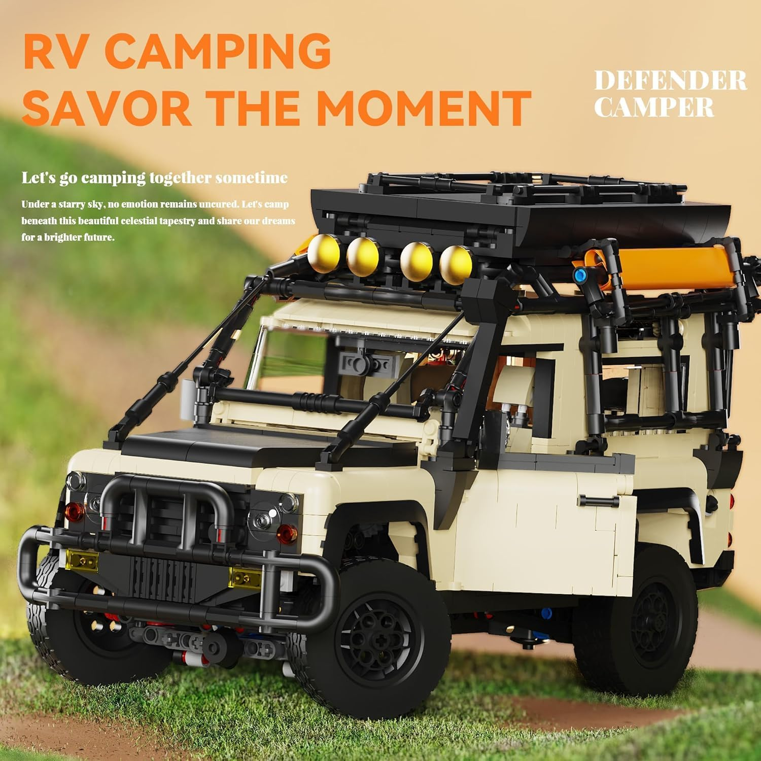 Land Rover Defender Building Block Set, 2766 PCS off Roader Camper Model Kit with Camping Tables, Chairs and Gear, Camping Car Building Toy for Kids 6+ and Adults, Compatible with image number 6