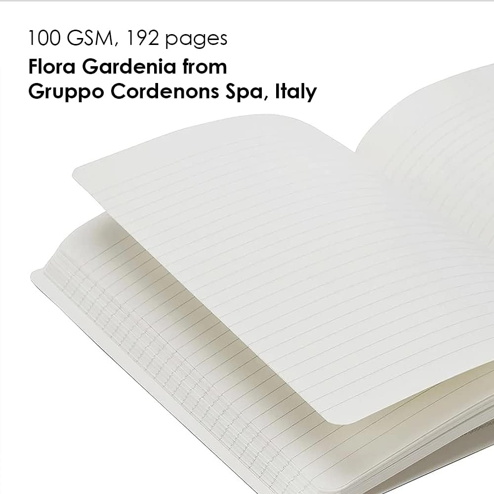 Mypaperclip Signature Series A5 Leather Lined Notebook | 192 Pages, 100 GSM, Italian Vegan Leather Soft Cover | Flat Lay | Bookmark & Elastic Closure | Green image number 1