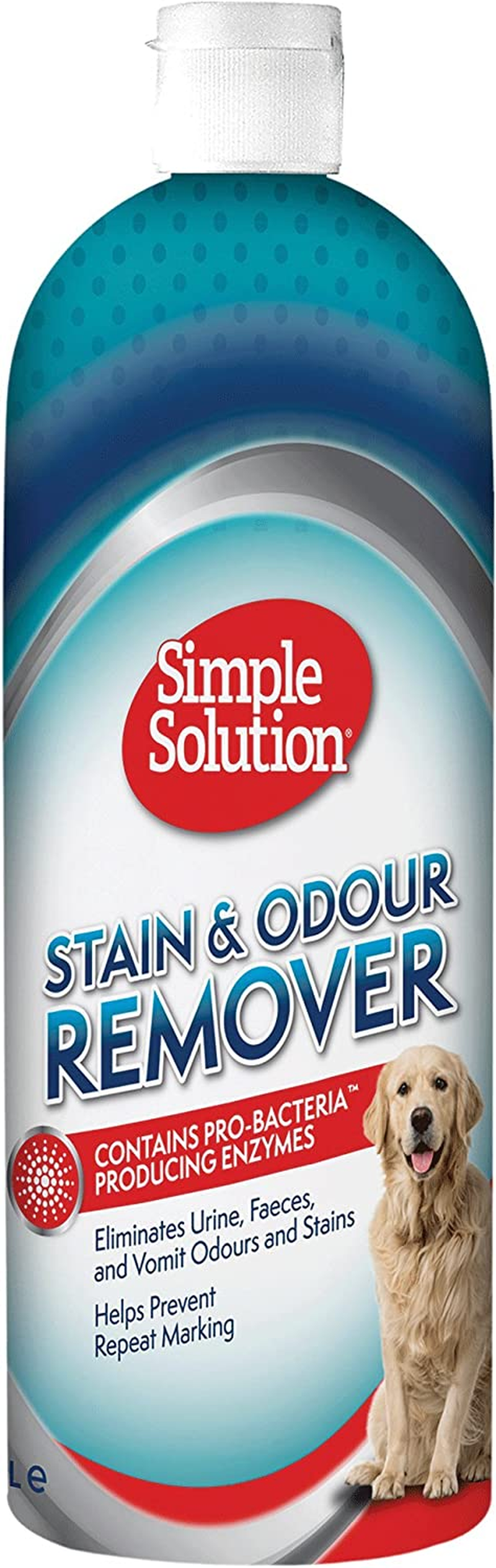 Simple Solution Dog Stain and Odour Remover | Enzymatic Cleaner with Pro Bacteria Cleaning Power - 1 Litre