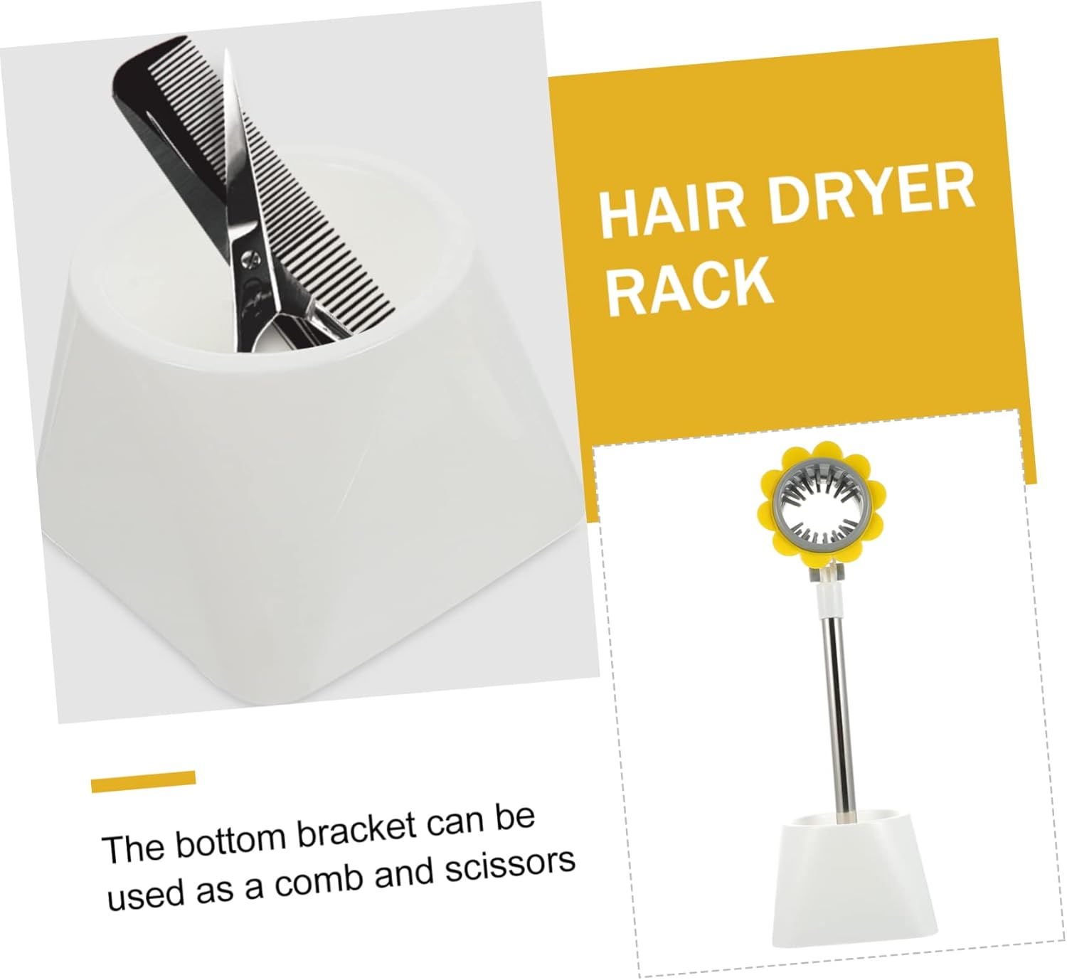 Punch-Free Hair Dryer Holder Floor-Standing Rack with Practical Storage and Easy Installation, Sturdy Hair Dryer Stand for Home Bathroom Organization and Pet Grooming Random Color - White image number 5