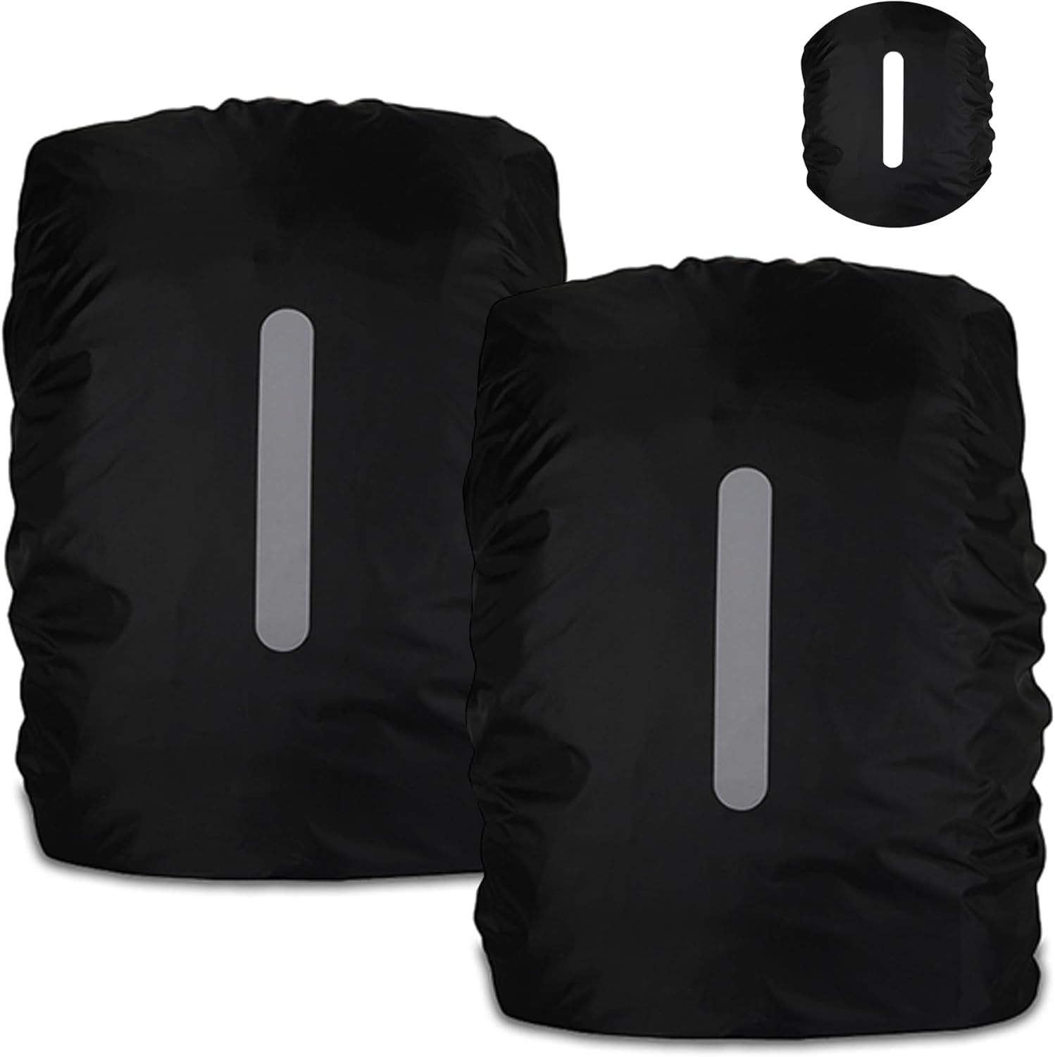 Pack of 2 Rain Covers for Backpacks with Reflective Strips, 15L-50L Waterproof Backpack Rain Cover, Rain Cover School Bag for Hiking, Camping, Travel, Cycling